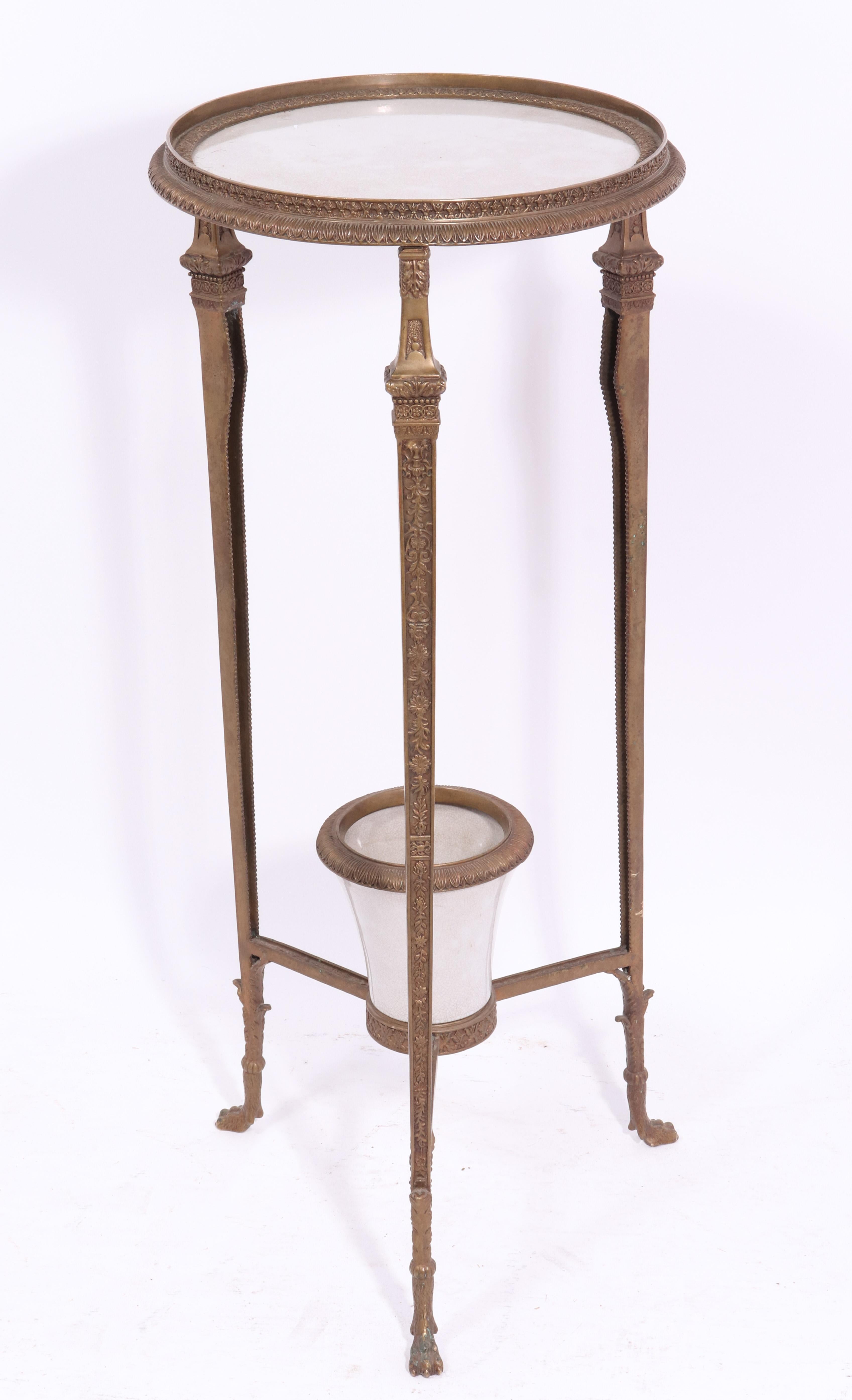 Empire Revival Style Gueridon Bronze Pedestal Table With Planter 2