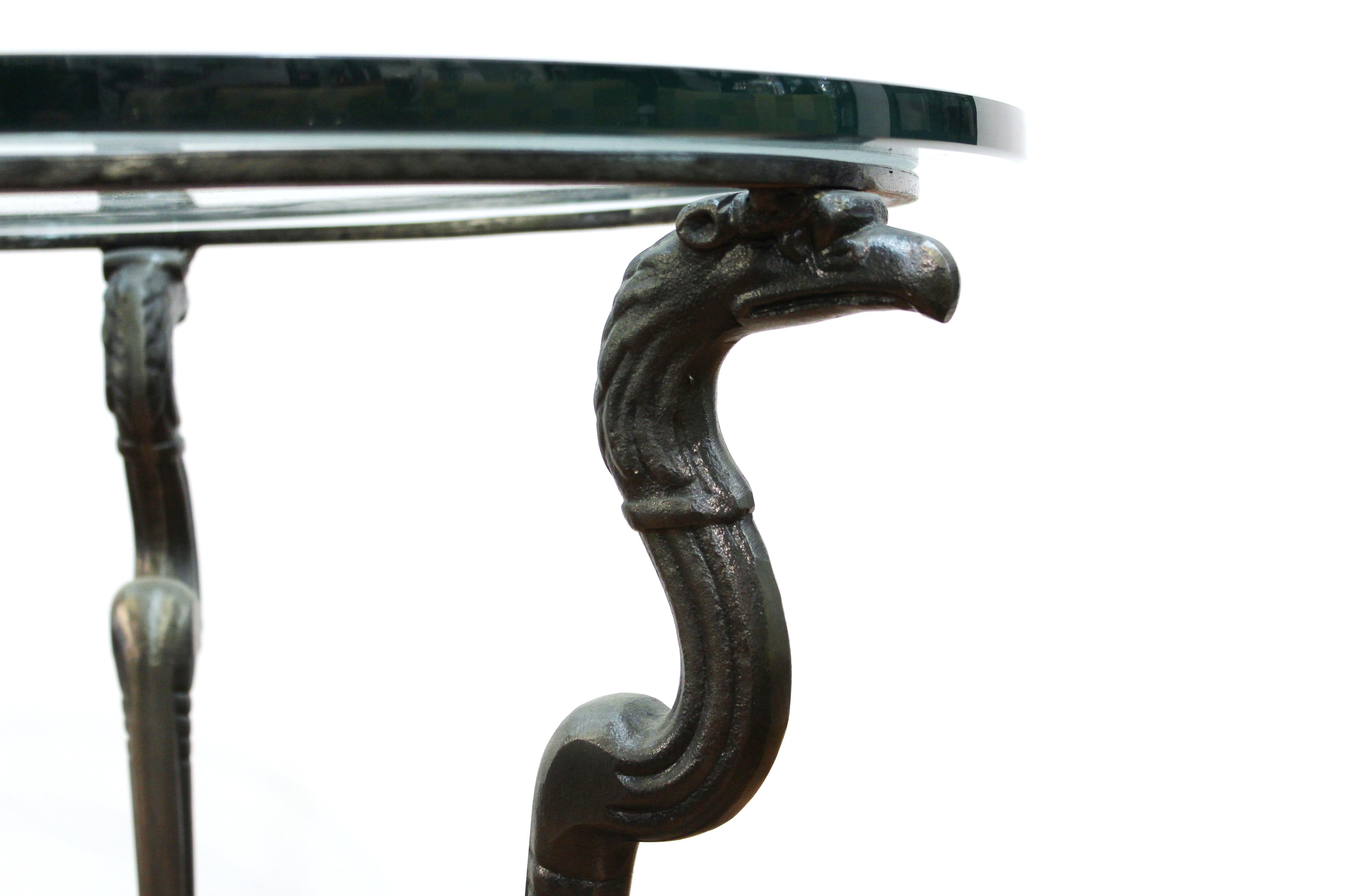 Empire Revival Style Metal & Glass Center Table or Side Table 1