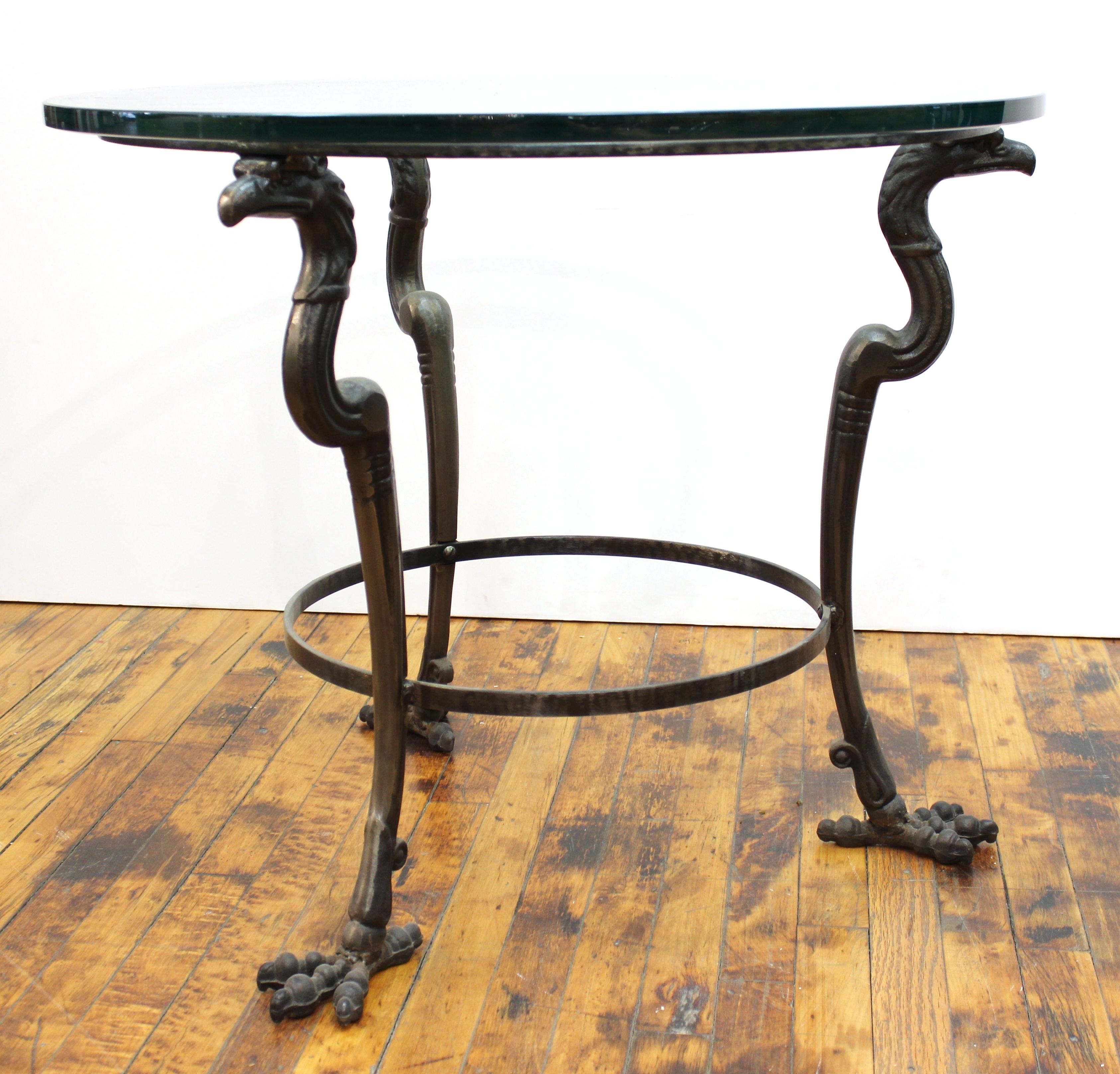 Empire Revival Style Metal & Glass Center Table or Side Table 3
