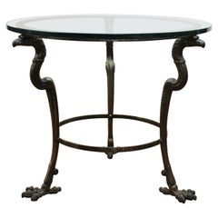 Empire Revival Style Metal & Glass Center Table or Side Table