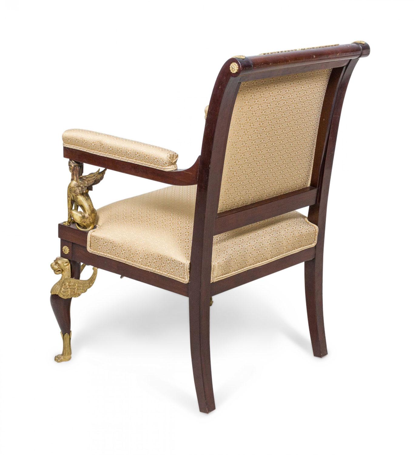 XIXe siècle Empire Revival Upholstered Mahogany and Ormolu 7-Piece Salon Set en vente