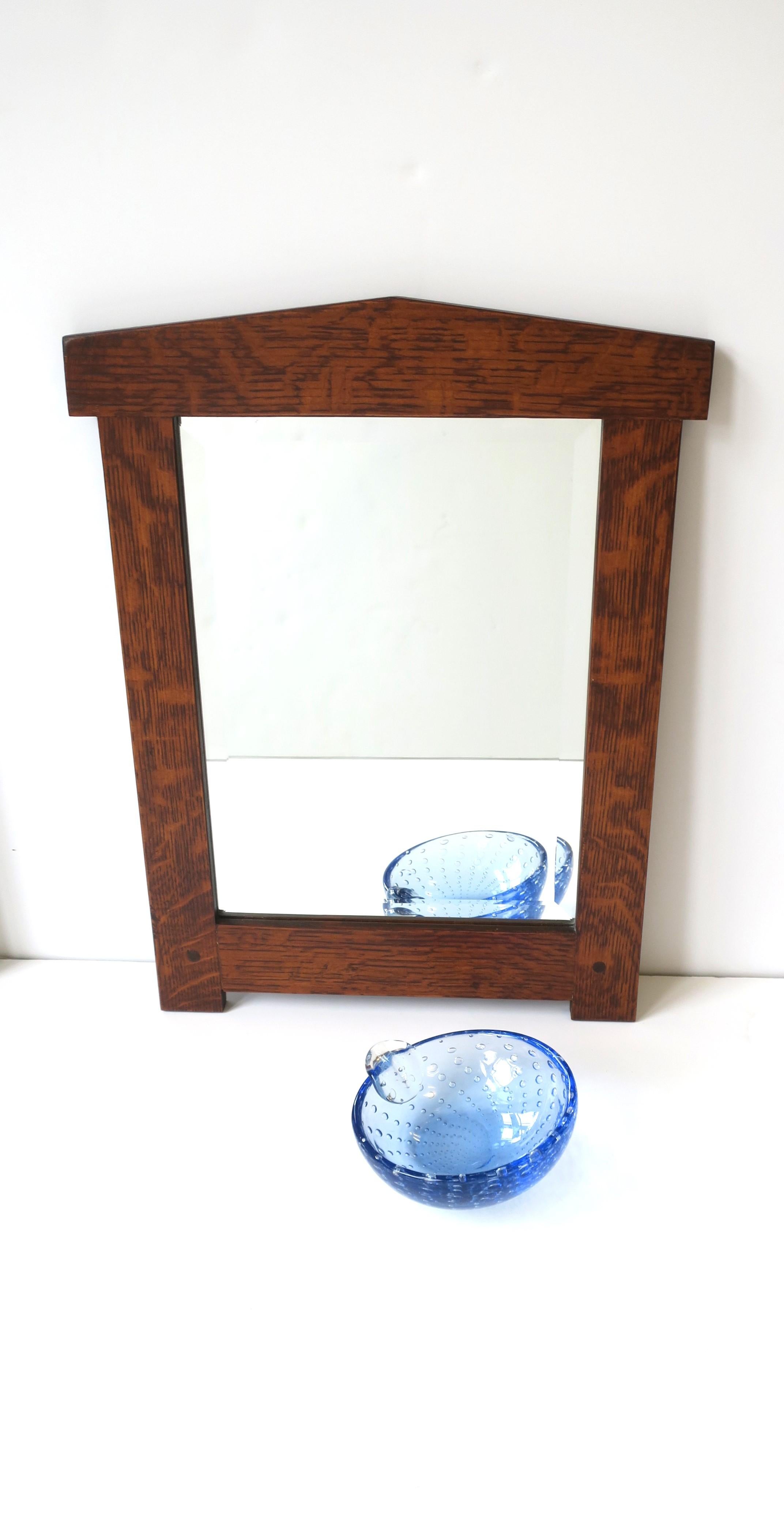 Wood Framed Wall Mirror with Beveled Glass  In Good Condition For Sale In New York, NY