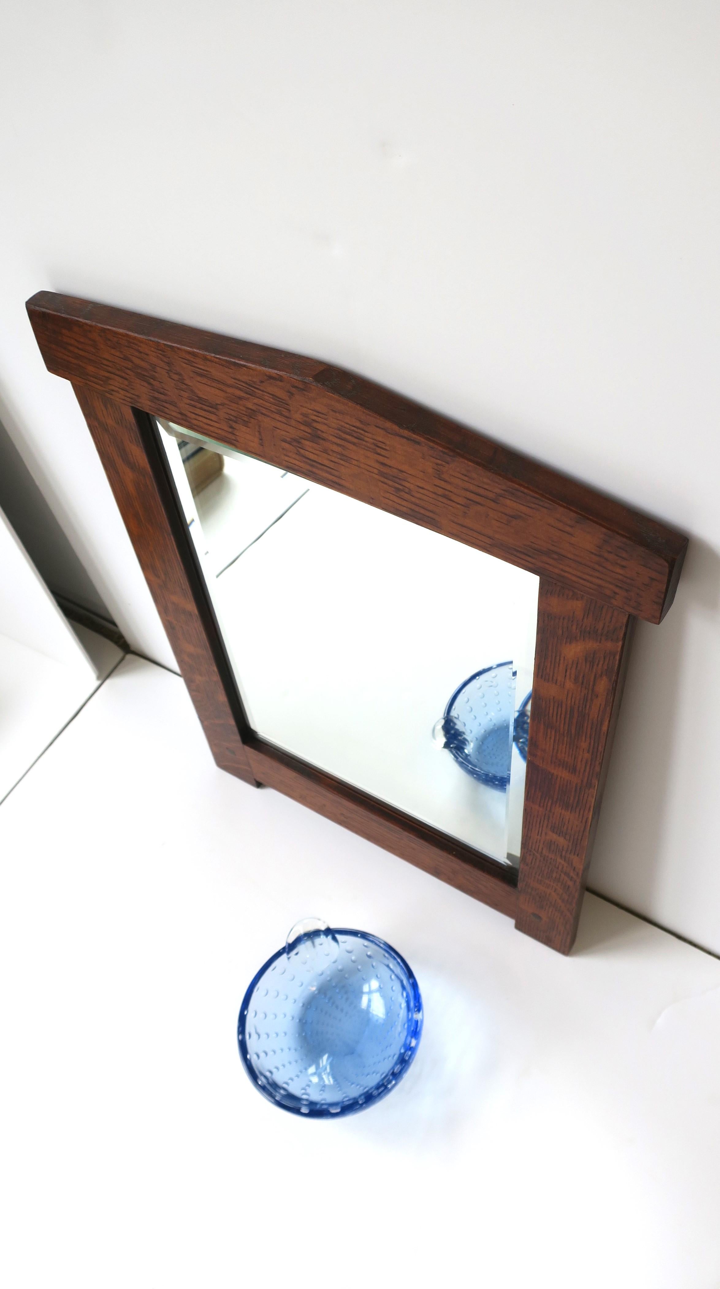20th Century Wood Framed Wall Mirror with Beveled Glass  For Sale