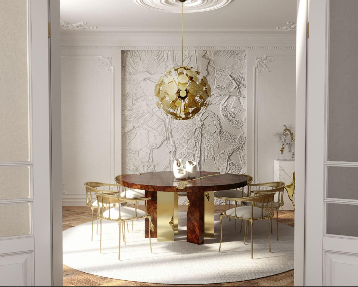 Table de salle à manger ronde Empire en bois et placage fait main - Boca do Lobo en vente 1