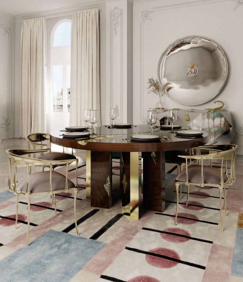 Table de salle à manger ronde Empire en bois et placage fait main - Boca do Lobo en vente 2