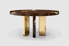 Empire Round Dining Table - Hand-Crafted Brass & Wood Veneer - Boca do Lobo