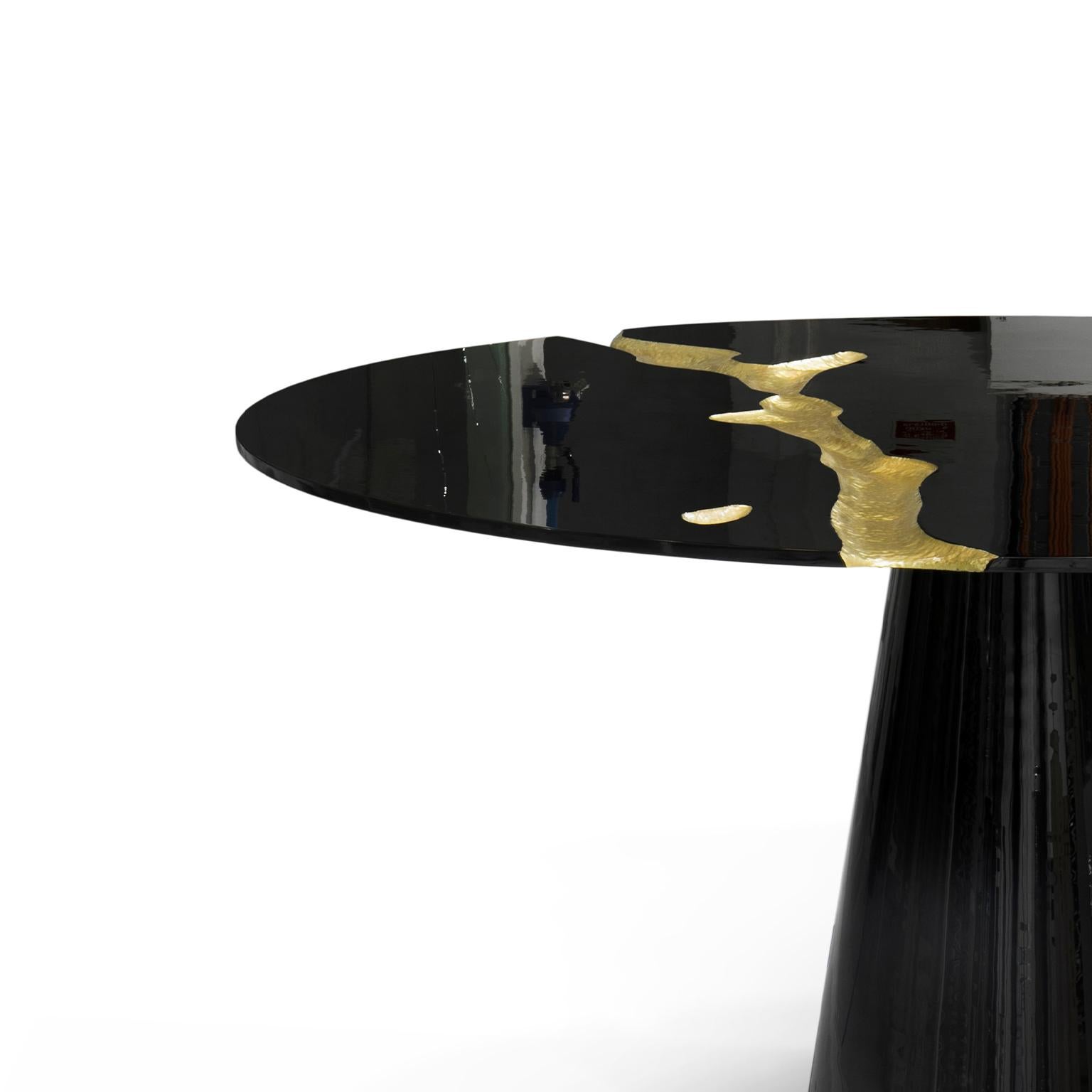 black lacquer round dining table