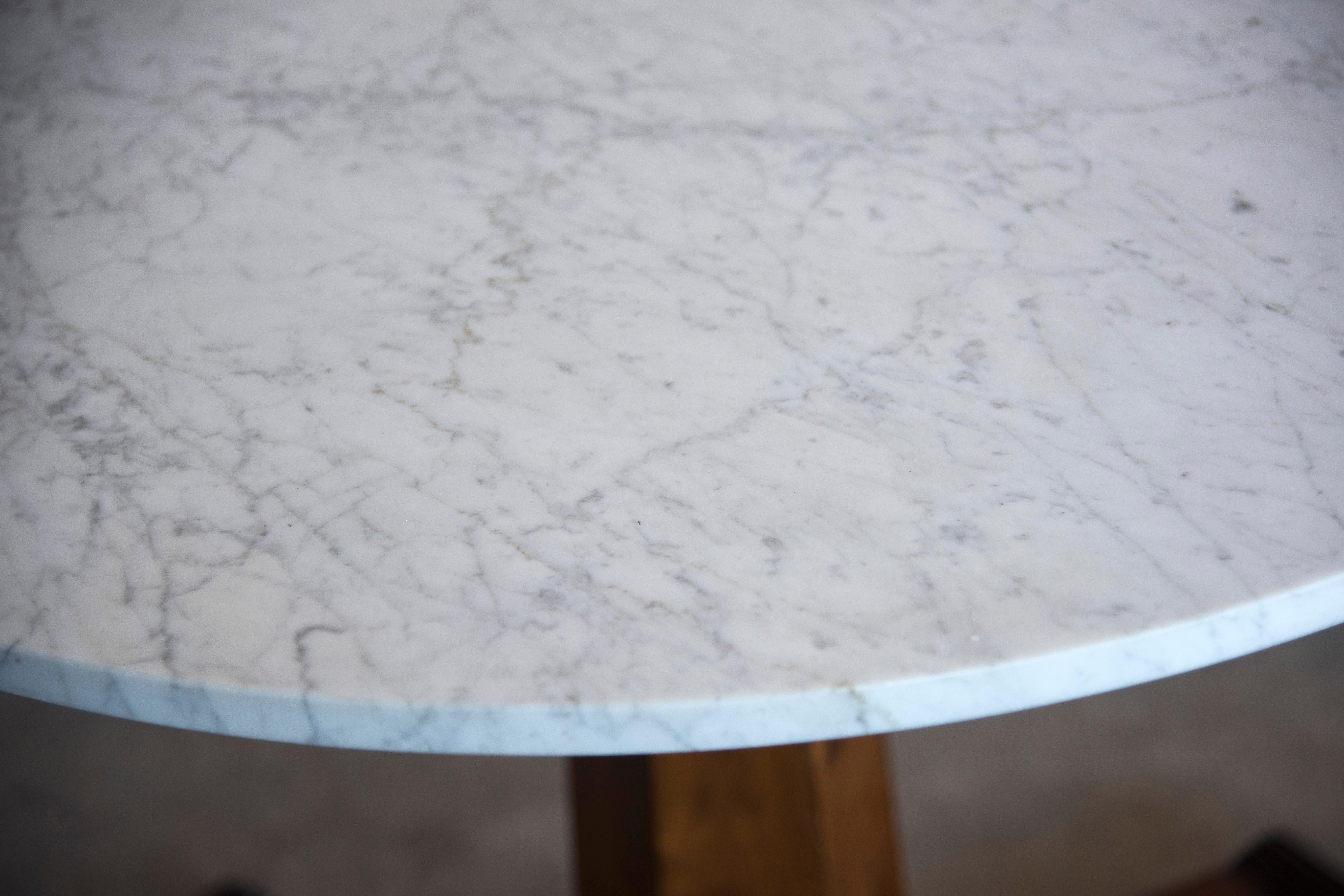 Napoleon III Rounded White Carrara Marble Top Gueridon Table For Sale 2