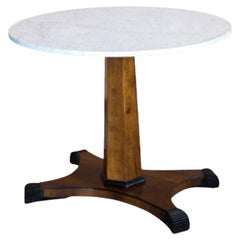 Napoleon III Rounded White Carrara Marble Top Gueridon Table