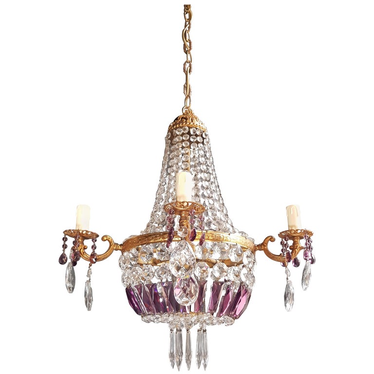 Empire Sac A Pearl Purple Chandelier Crystal Lustre Ceiling