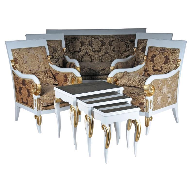 Empire Salon Seating Group with Side Tables Set Ameublement