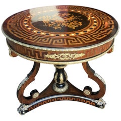 Empire Salon Table with Beautiful Inlays and Finest Brass Applications