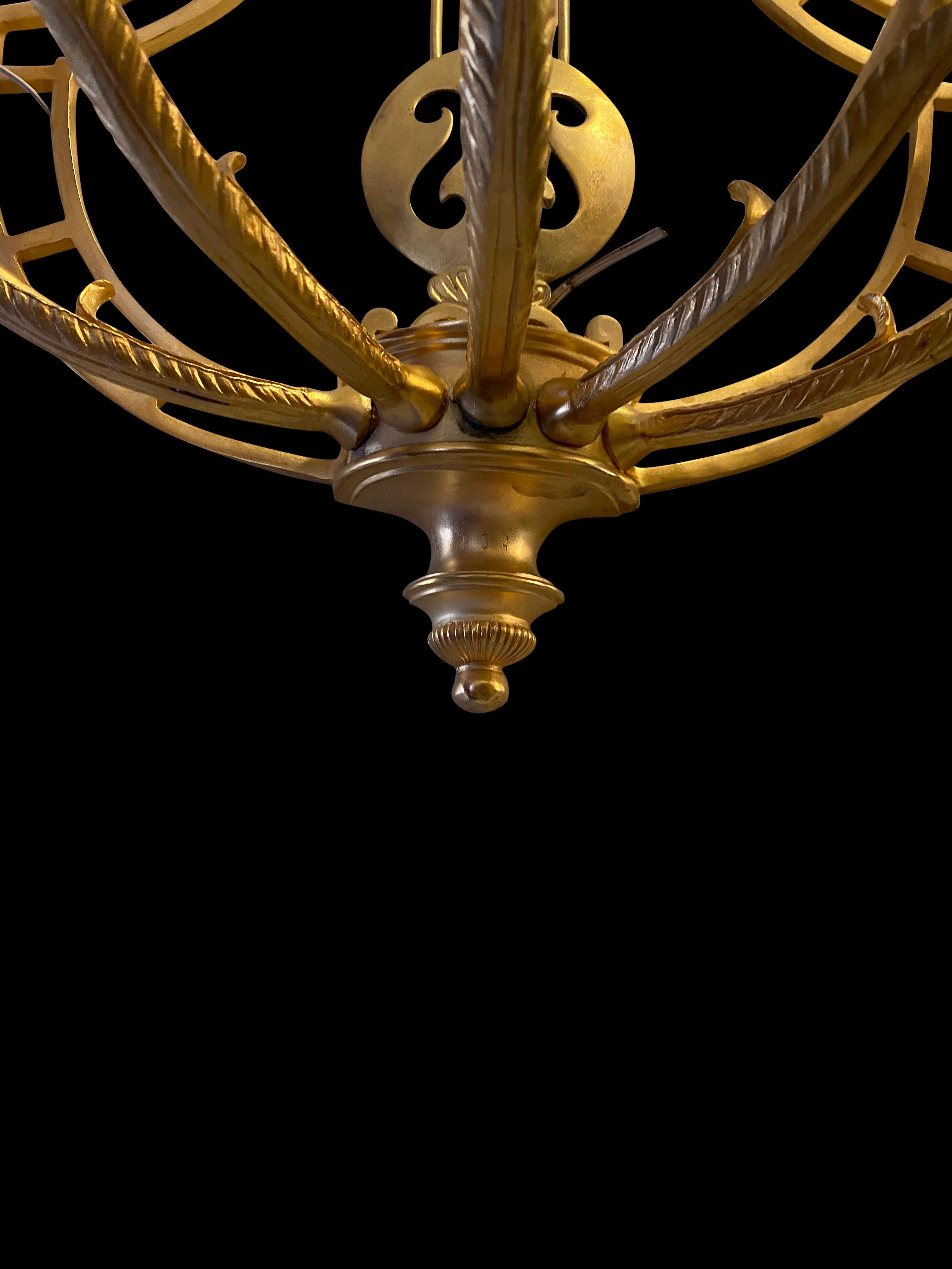 Empire Sconces, French Ormolu Wall Light Candelabras Lyre, 20th Century For Sale 9