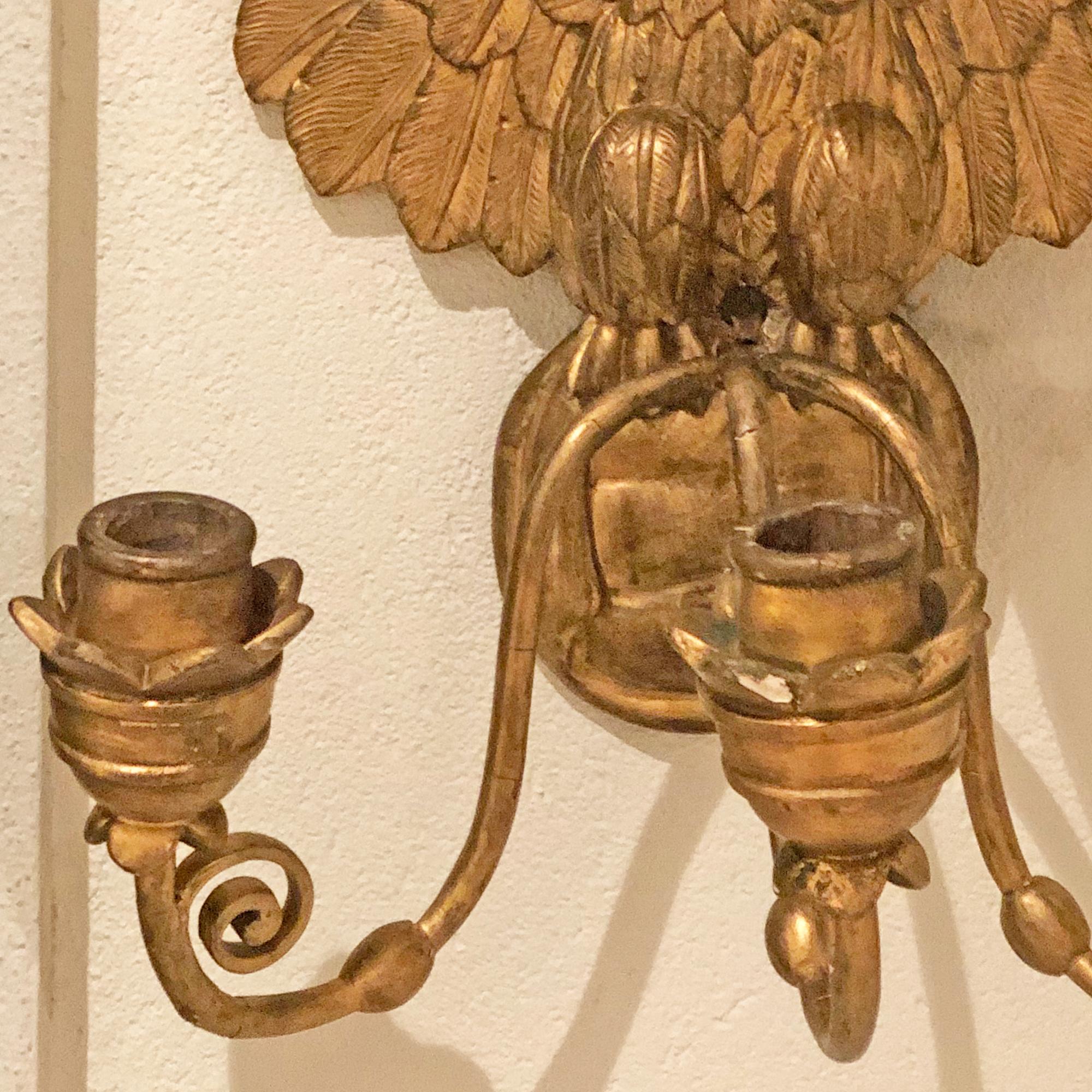 Carved Empire Sconces, Probably Scandinavia, circa 1800