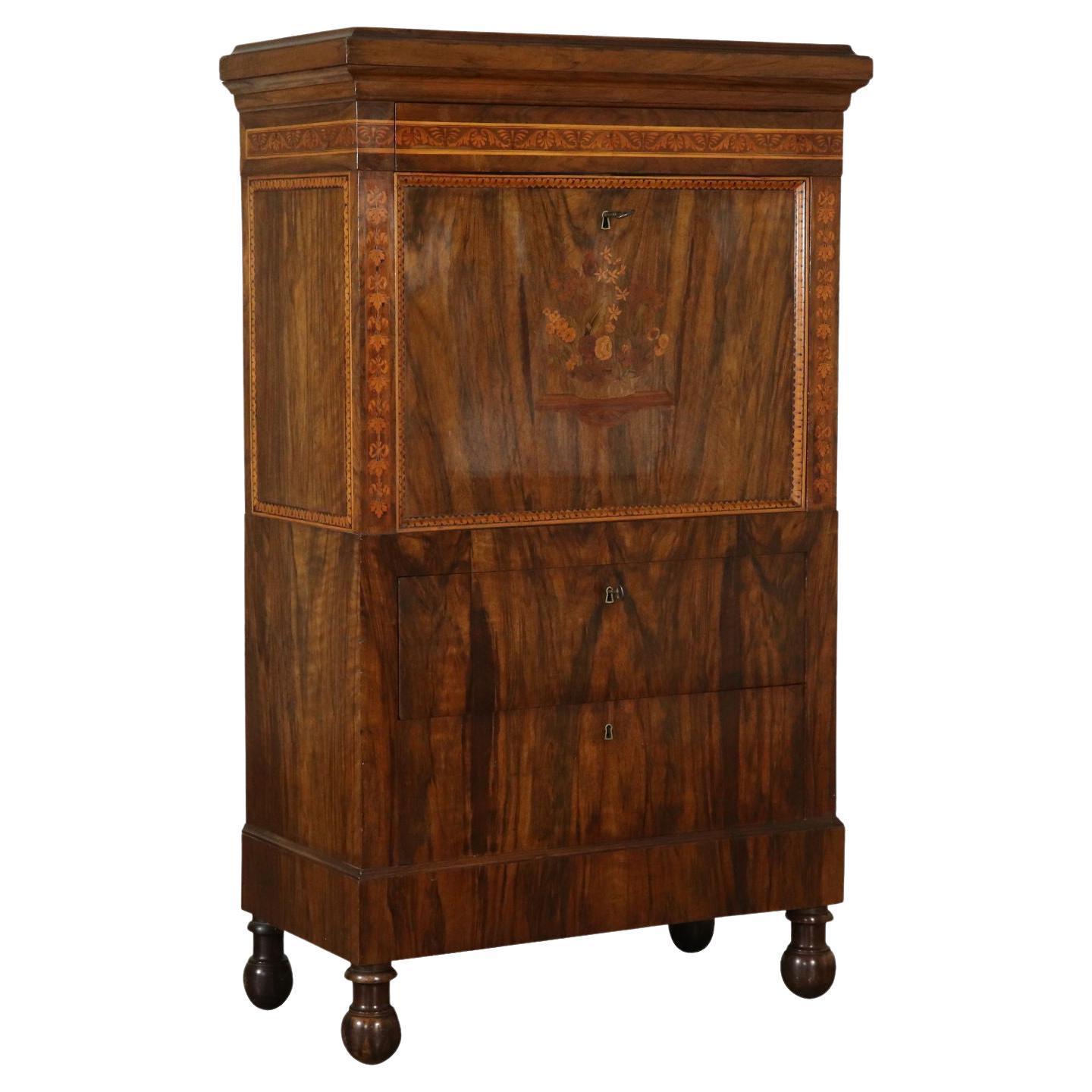 Empire Secrétaire Bottega Maggiolini Walnut Italy 19th Century For Sale