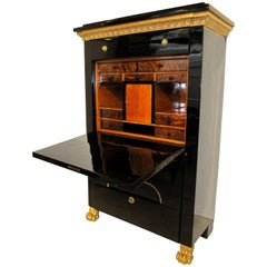 Empire Secretaire, Ebonized Maple, Gold-Plated Cornice, Vienna circa 1810/15