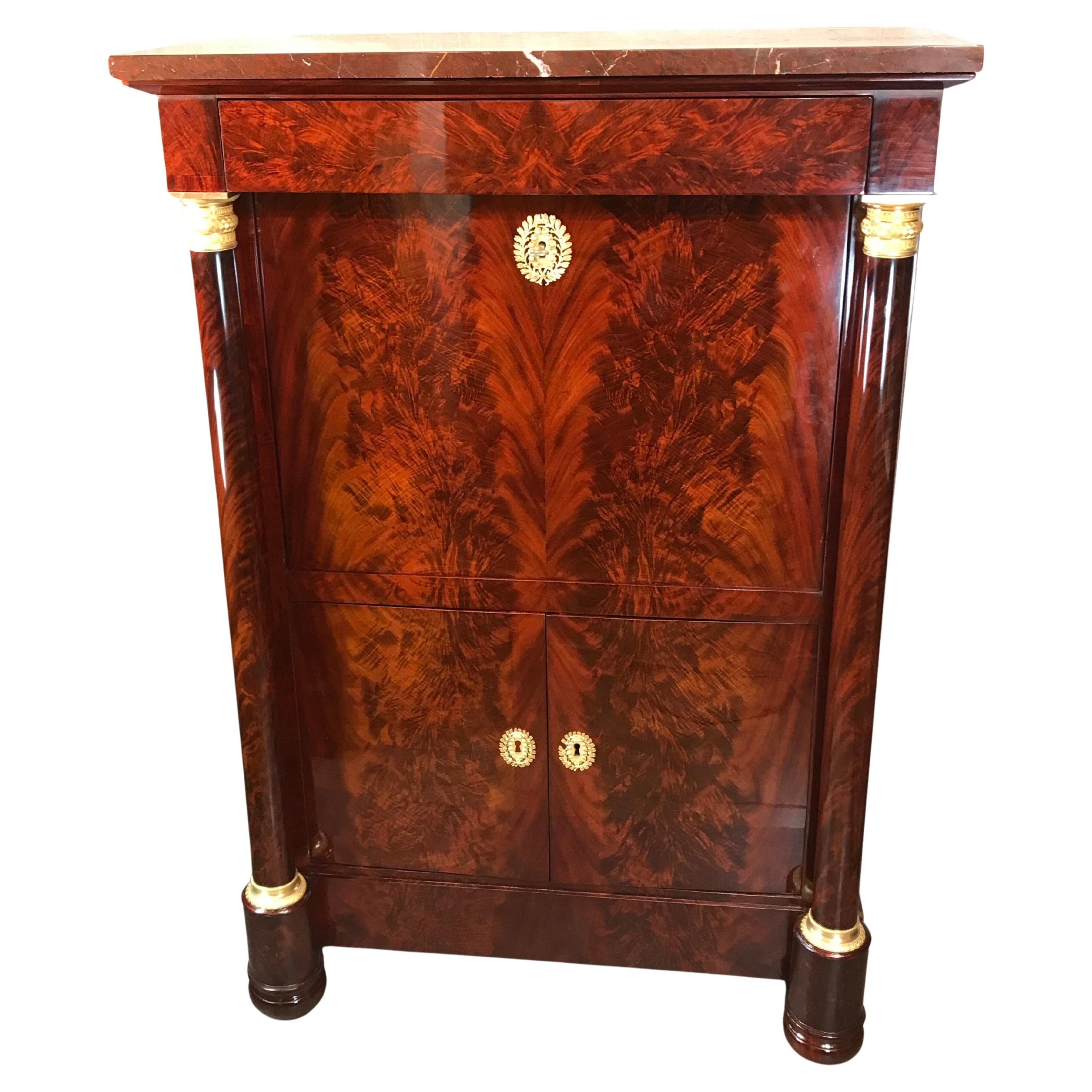 Empire Secretary Desk, France 19th century In Good Condition For Sale In Belmont, MA