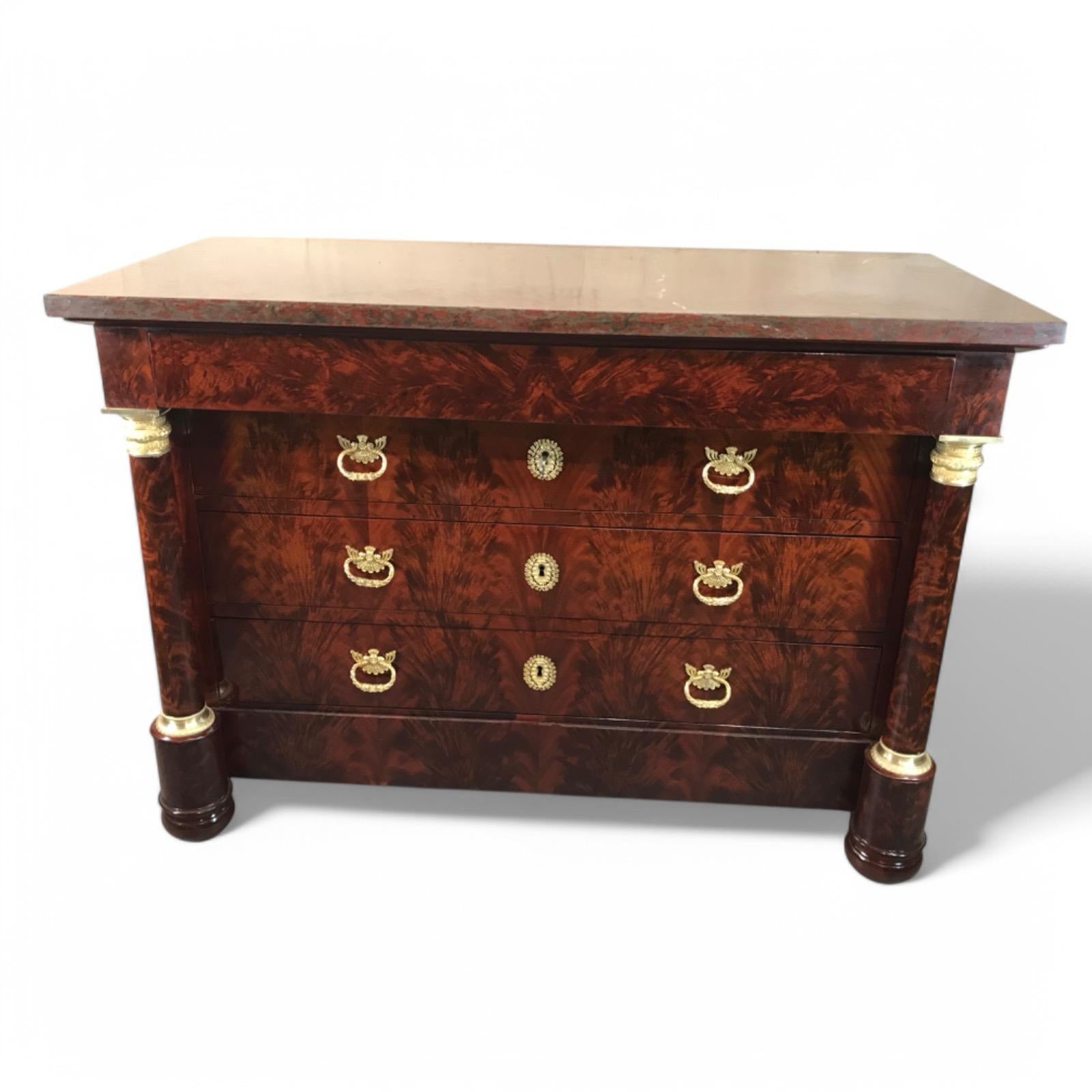 Marble Empire Secretary Desk, France 19th century For Sale