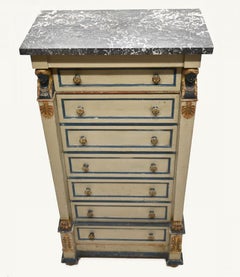 Empire Semainier Chest of Drawers Painted Tall Boy 1880