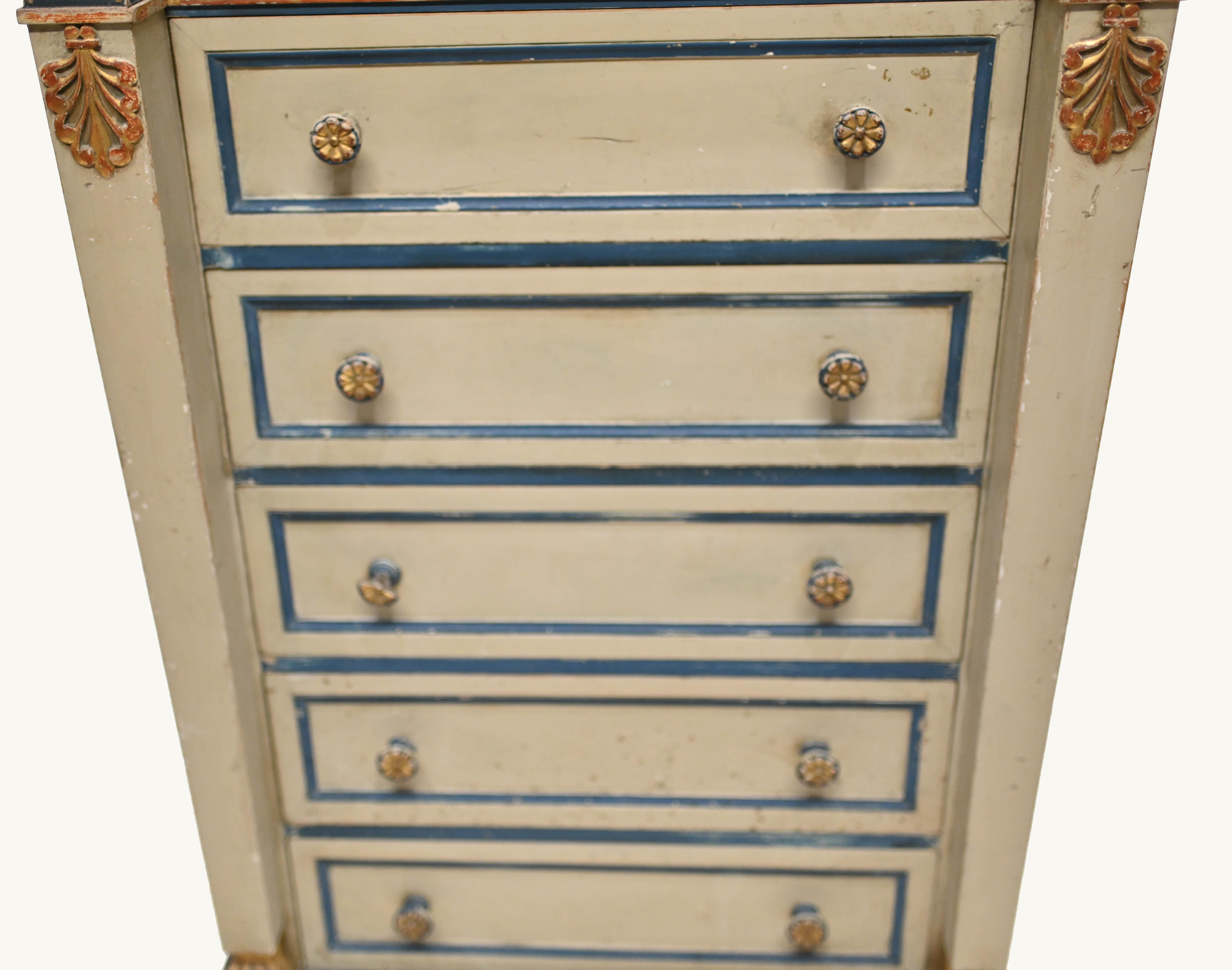 Empire Semainier Chest of Drawers Painted Tall Boy 1880 2