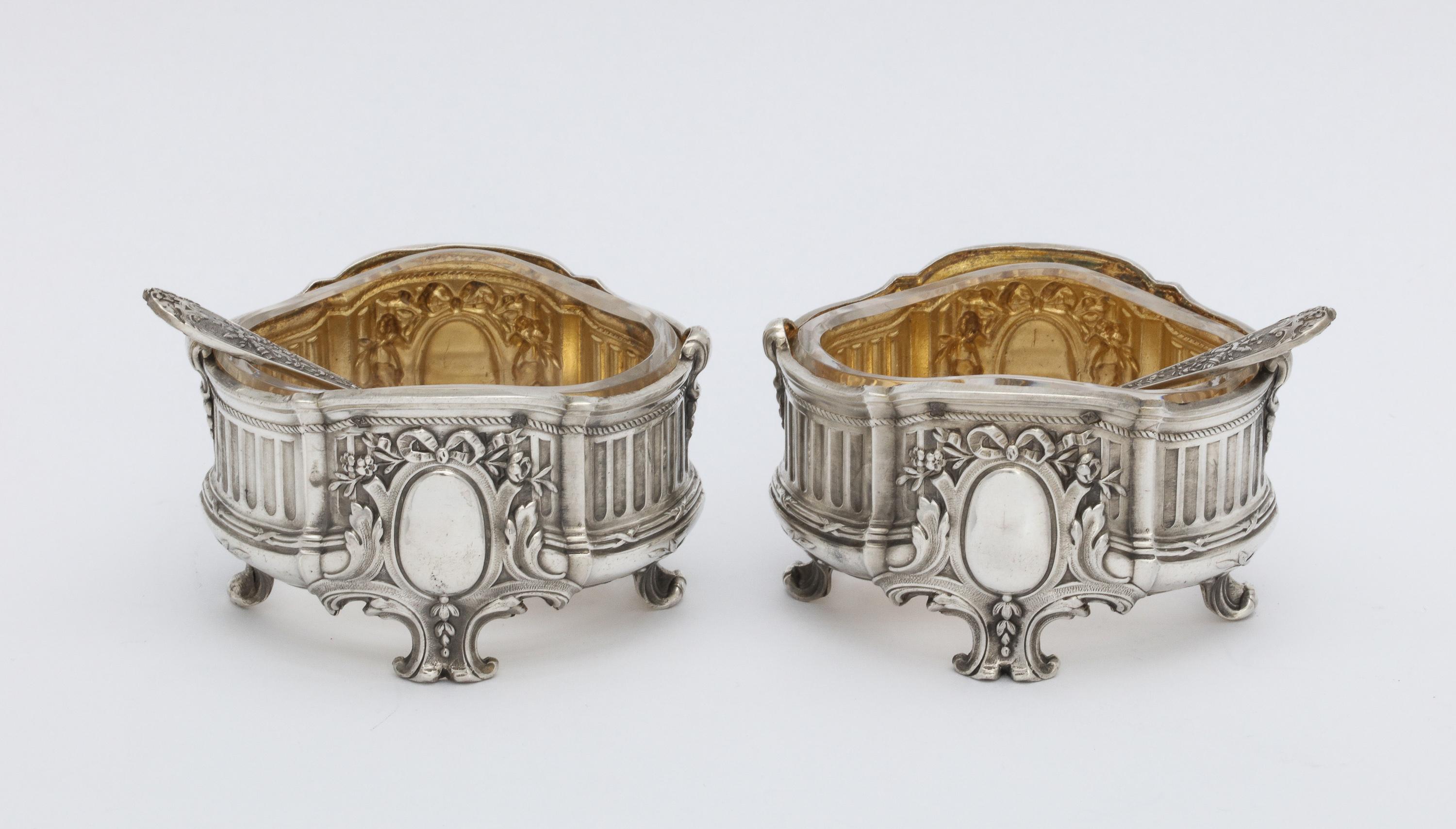 Gilt Empire Set of Four French Sterling Silver '.950' Footed Open Salt Cellars-Venner For Sale