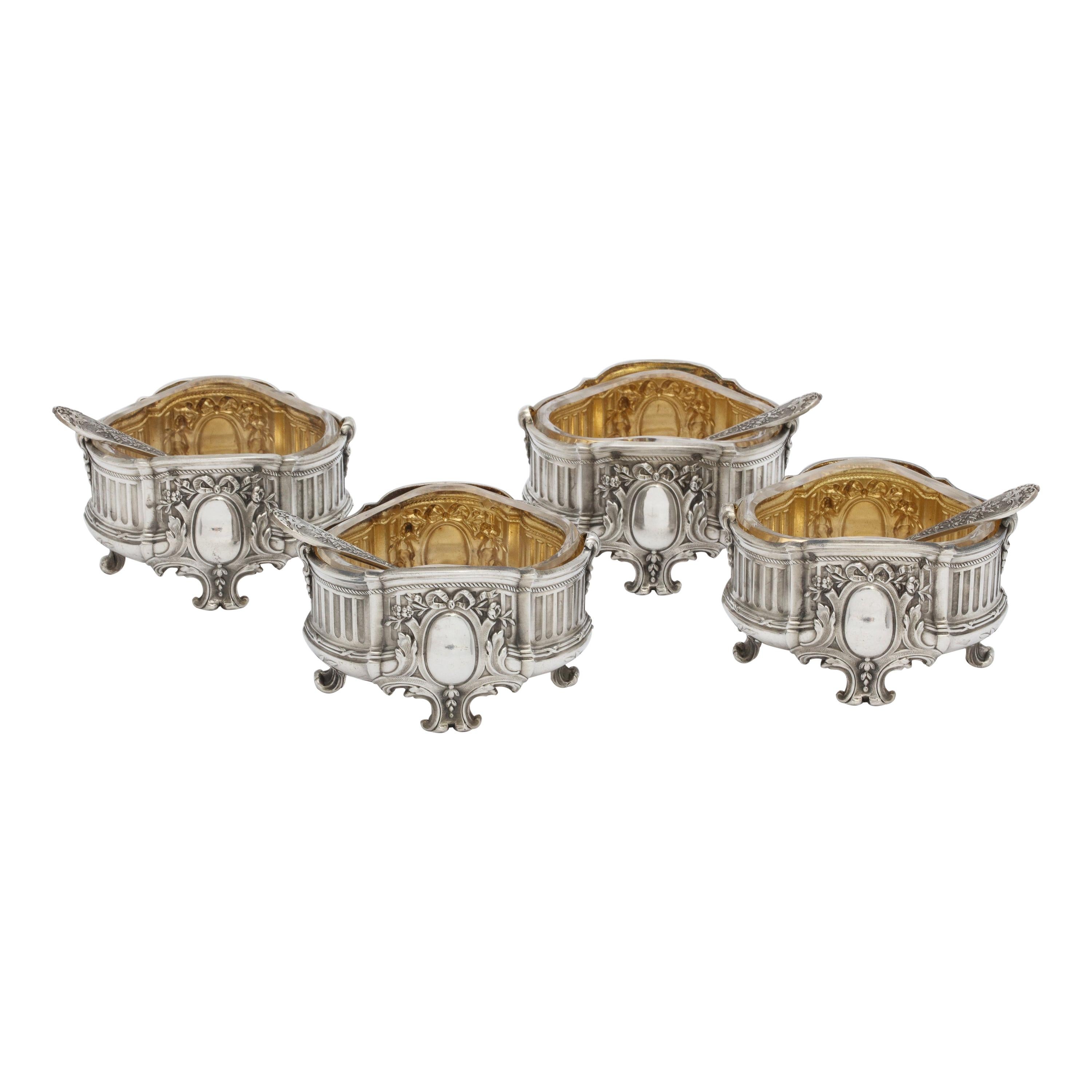 Empire Set of Four French Sterling Silver '.950' Footed Open Salt Cellars-Venner For Sale