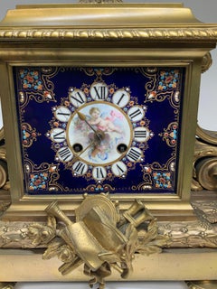 Empire Sevres Style Porcelain Bronze Mounted Mantel Picard Clock