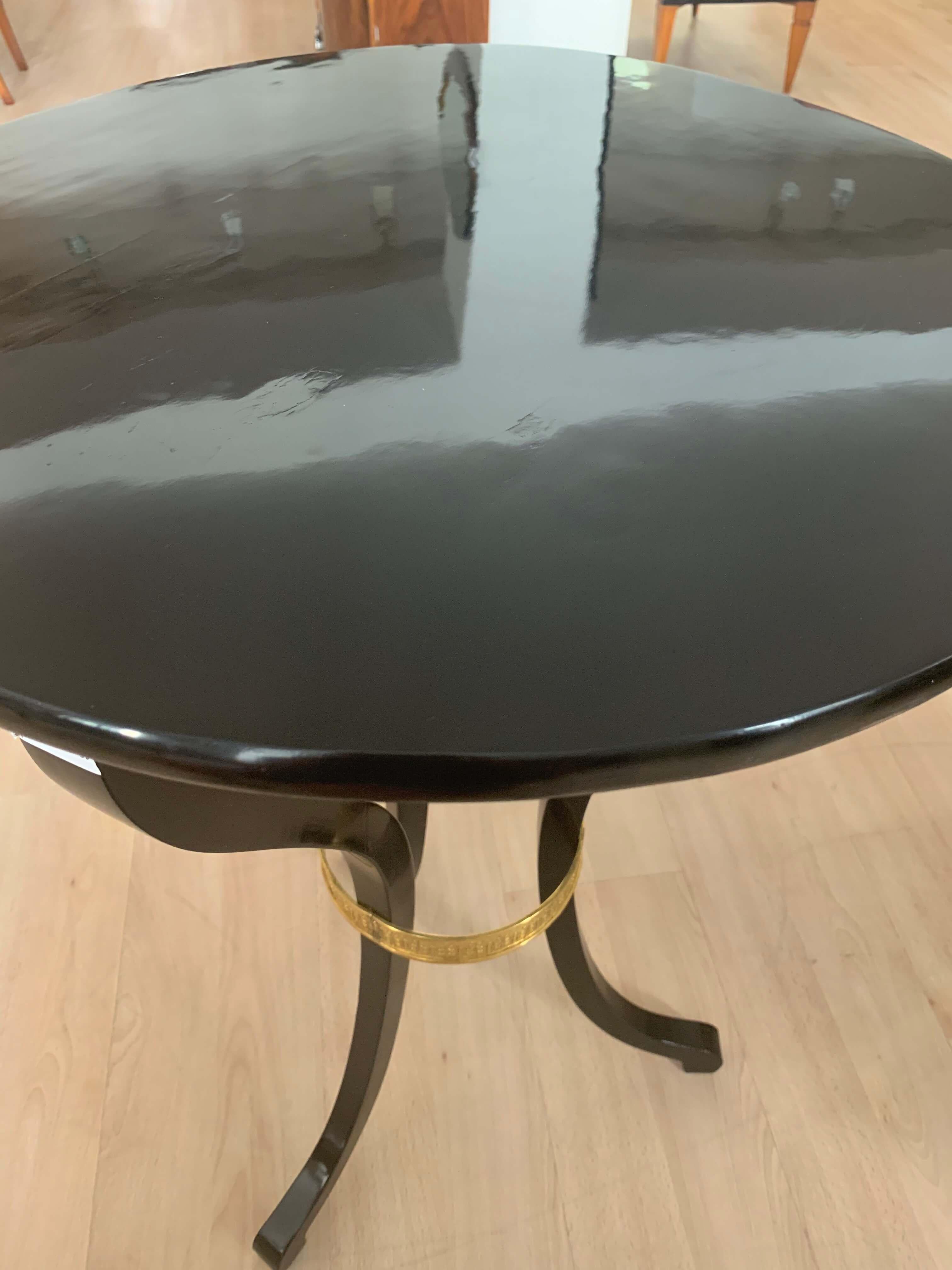 Polished Empire Side Table, Ebonized Wood and Brass, Austria, circa 1815