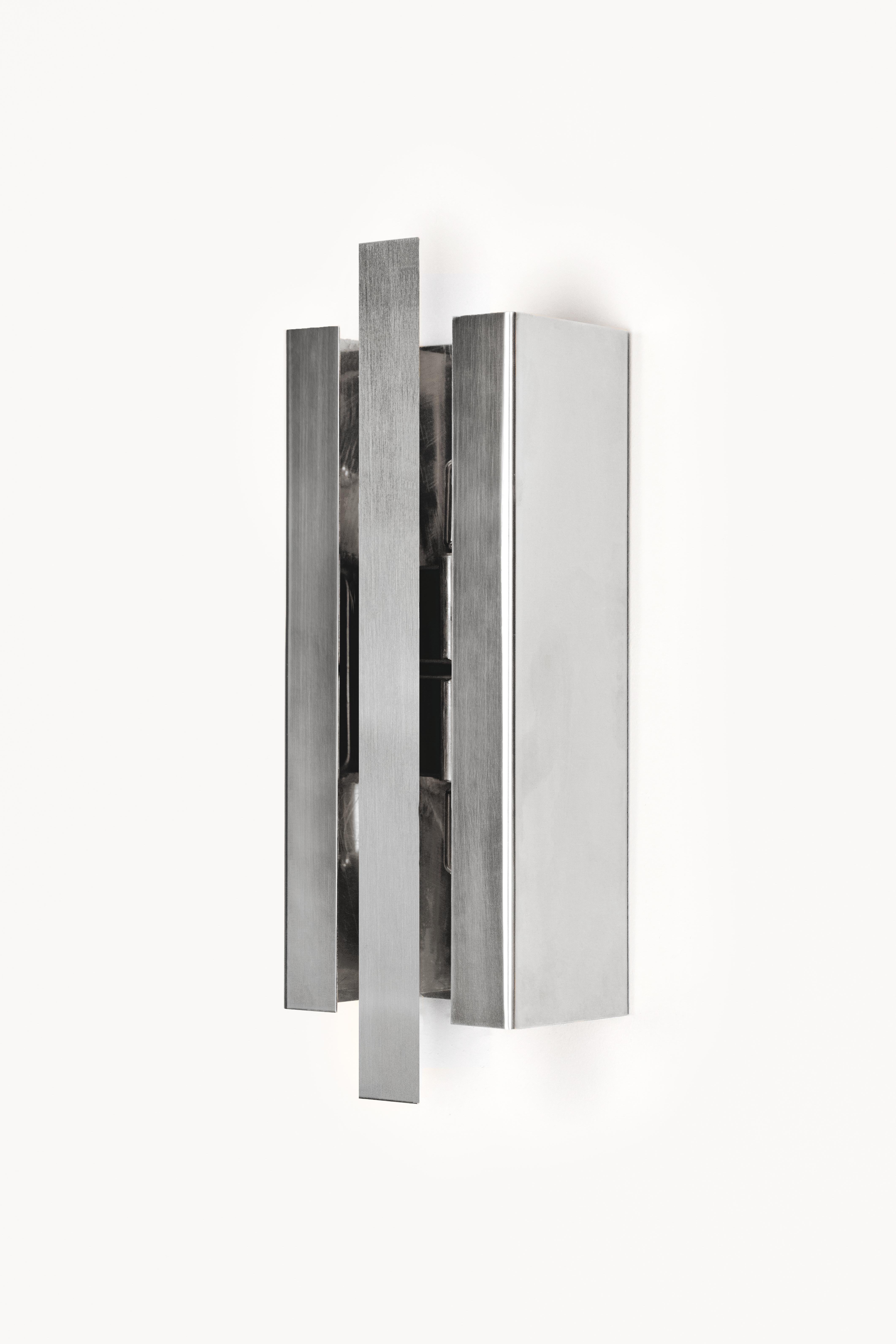 Post-Modern Contemporary Brushed Aluminium Silver Light Sculpture by Marie Jeunet For Sale