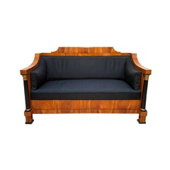 Empire Sofa, Cherry Veneer, Full Columns, Horse Hair, Germany circa 1815