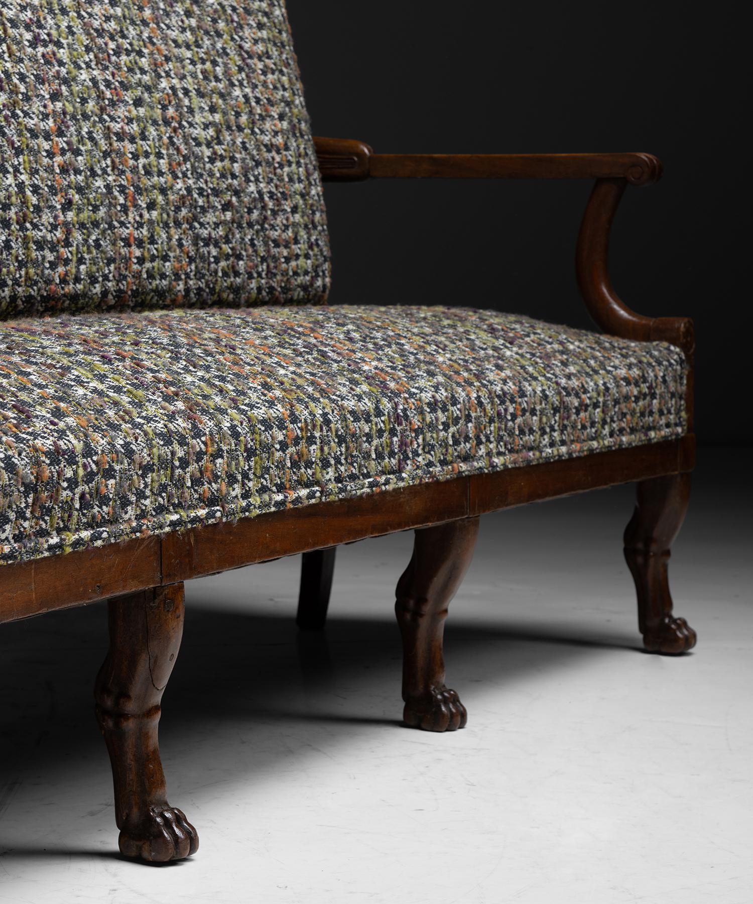 Mid-19th Century Empire Sofa in Textured Wool Blend, France, circa 1840