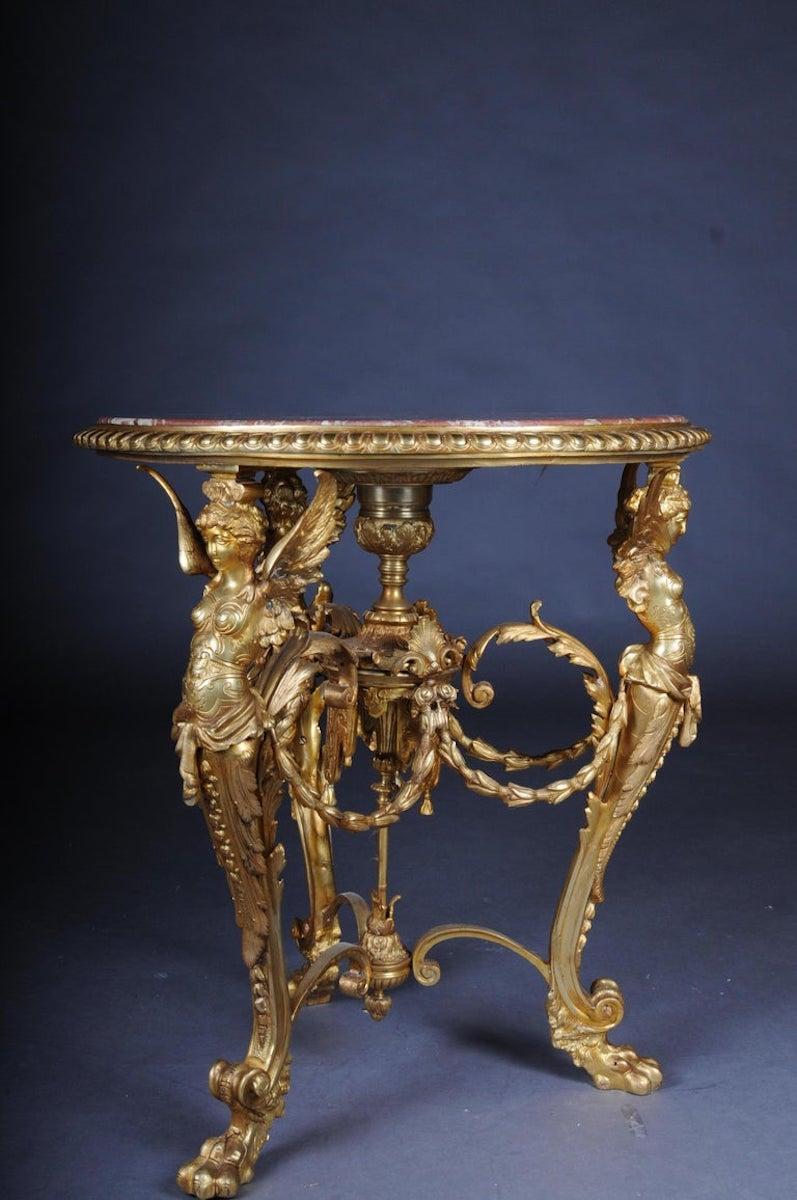 Splendido tavolo da salotto francese Empire, bronzo dorato in vendita 3