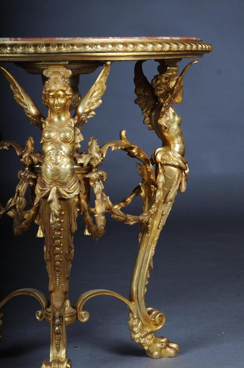 Splendido tavolo da salotto francese Empire, bronzo dorato in vendita 8