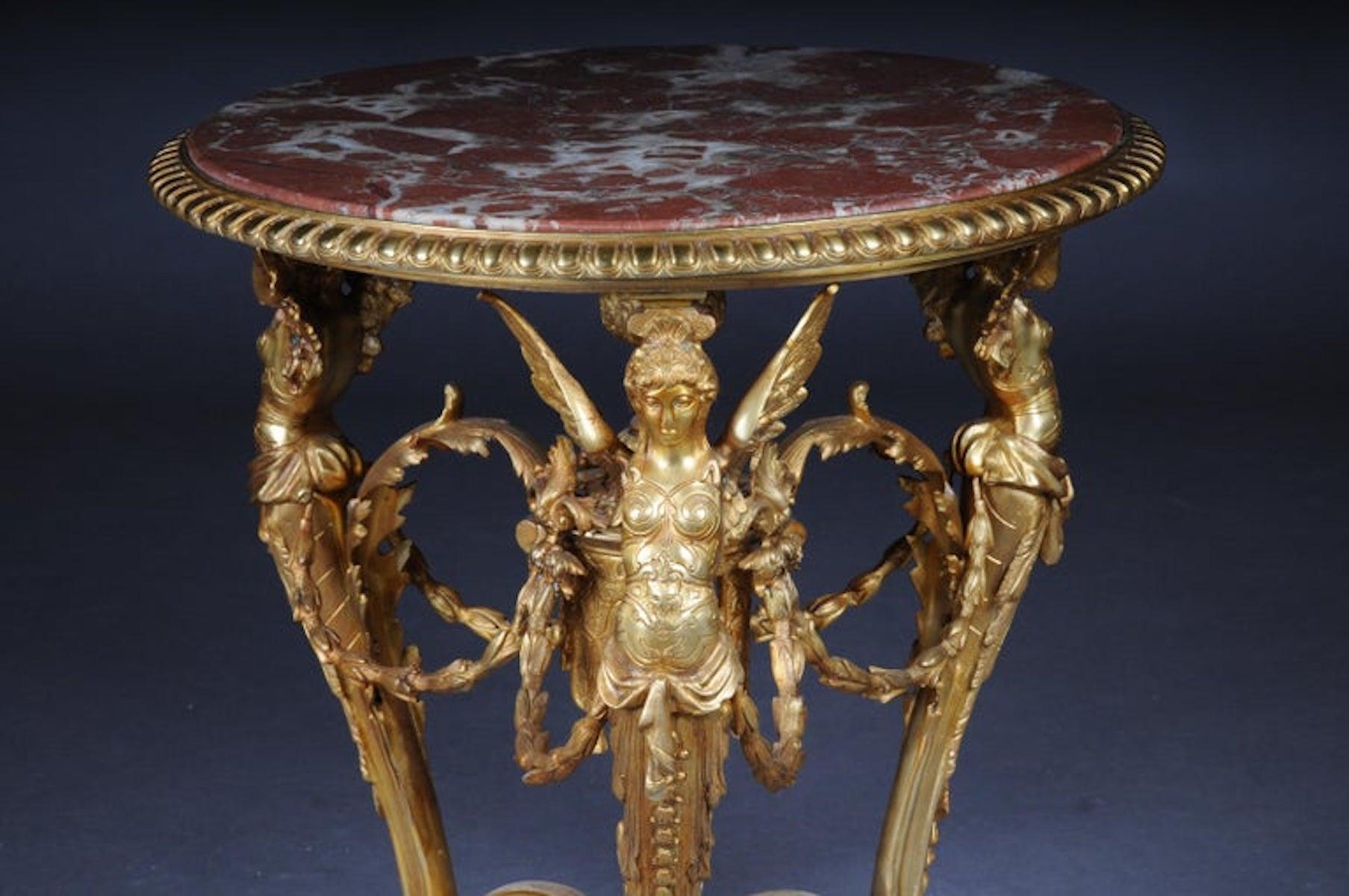 Stile impero Splendido tavolo da salotto francese Empire, bronzo dorato in vendita