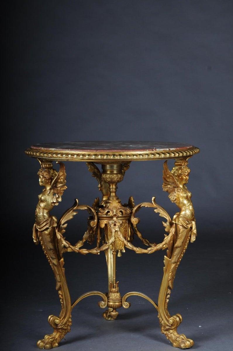 Splendido tavolo da salotto francese Empire, bronzo dorato In condizioni buone in vendita a Berlin, DE