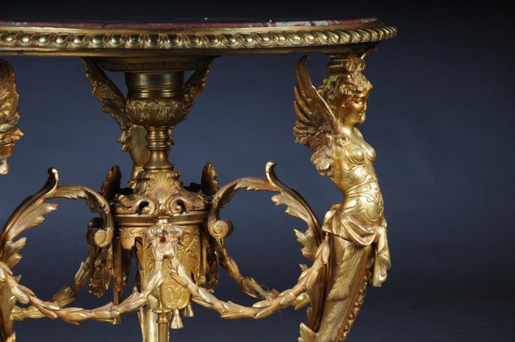 XX secolo Splendido tavolo da salotto francese Empire, bronzo dorato in vendita
