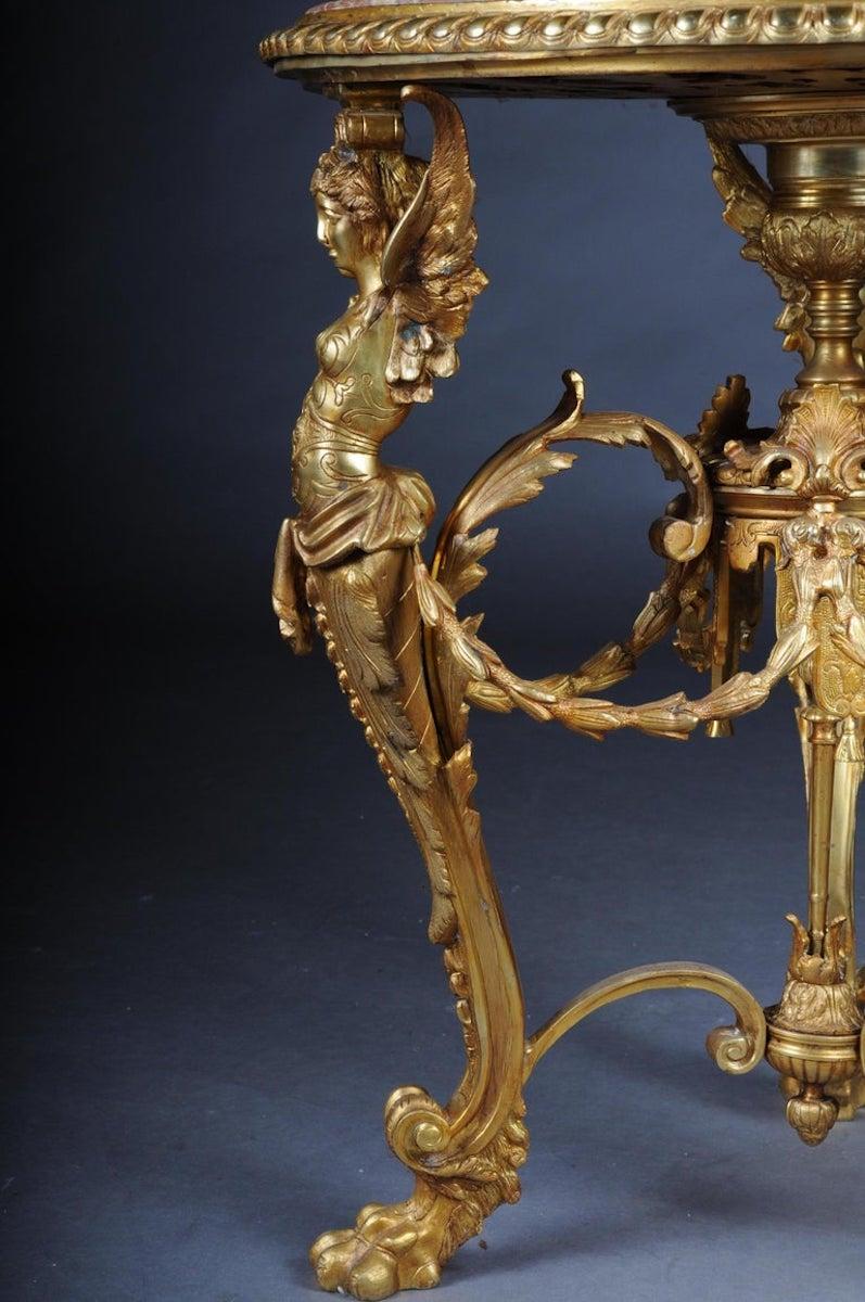 Splendido tavolo da salotto francese Empire, bronzo dorato in vendita 1