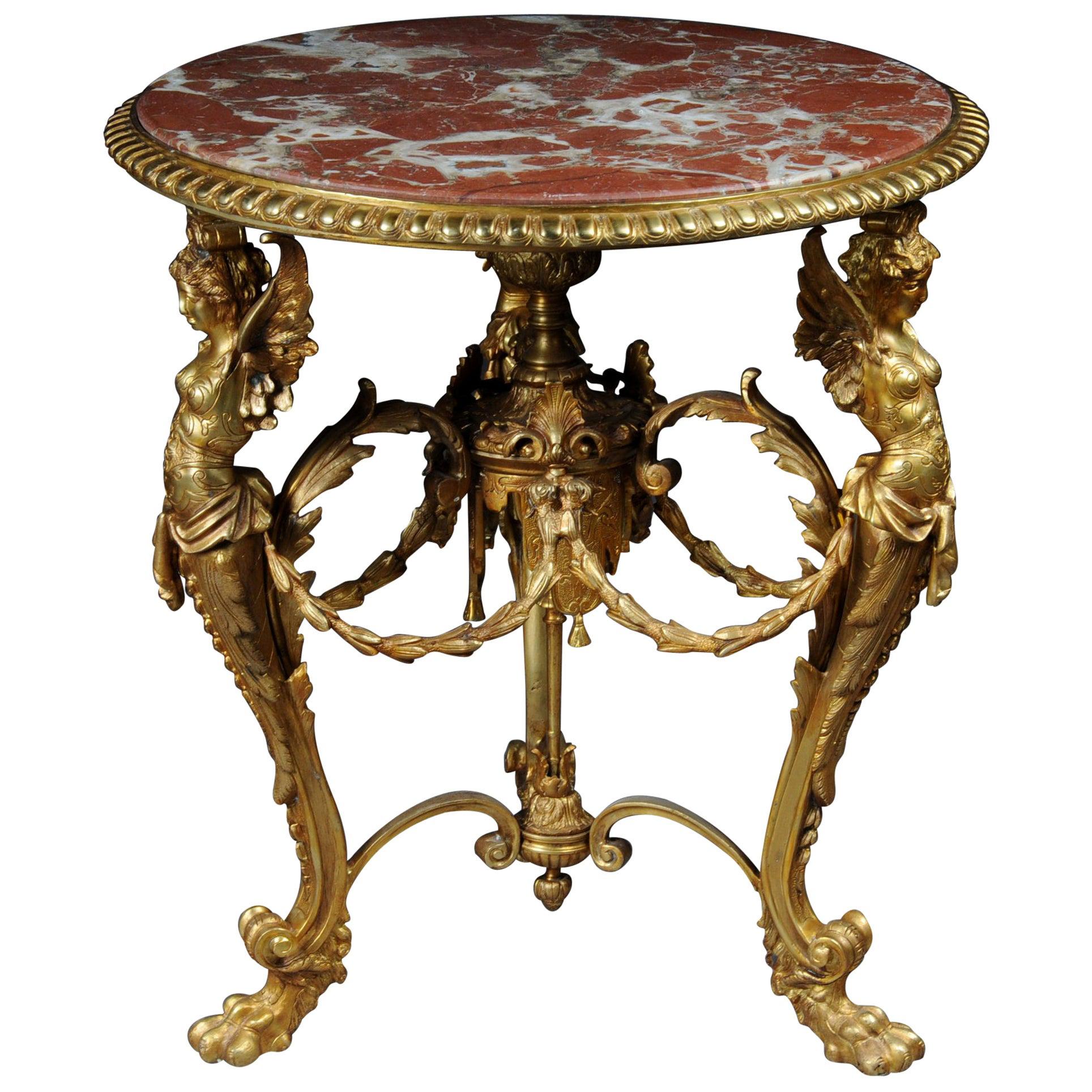 Empire Splendid French Saloon Table, Bronze Gilt For Sale