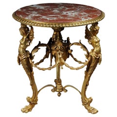 Splendido tavolo da salotto francese Empire, bronzo dorato