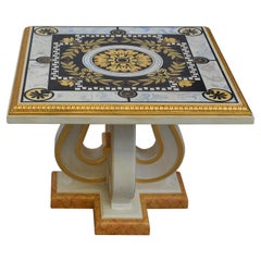 Square Coffee Table  Scagliola Art Top wooden base Handmade in Italy by Cupioli