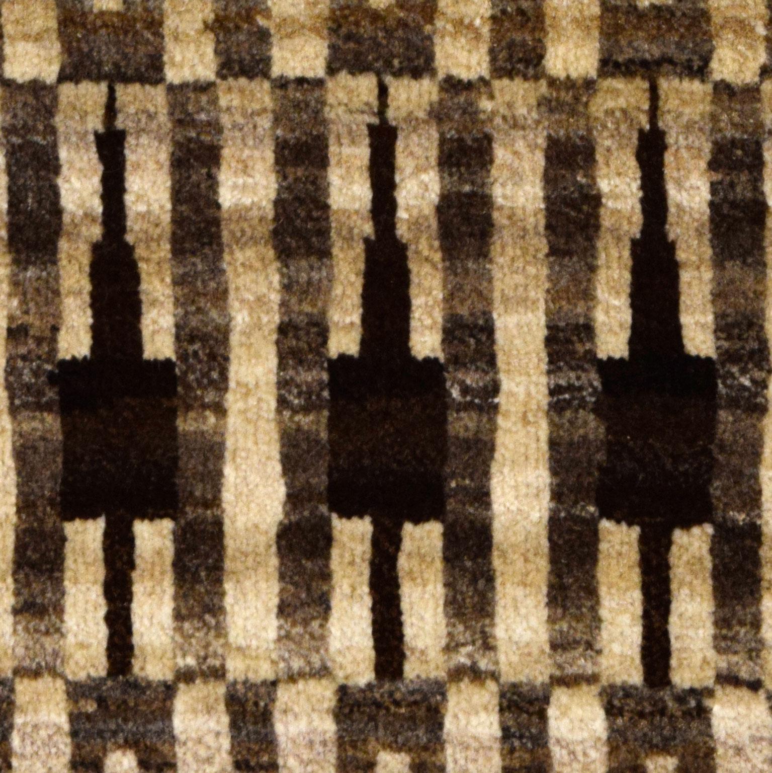 Moderne Tapis persan contemporain en laine noué à la main, Orley Shabahang,  4' x 4' en vente