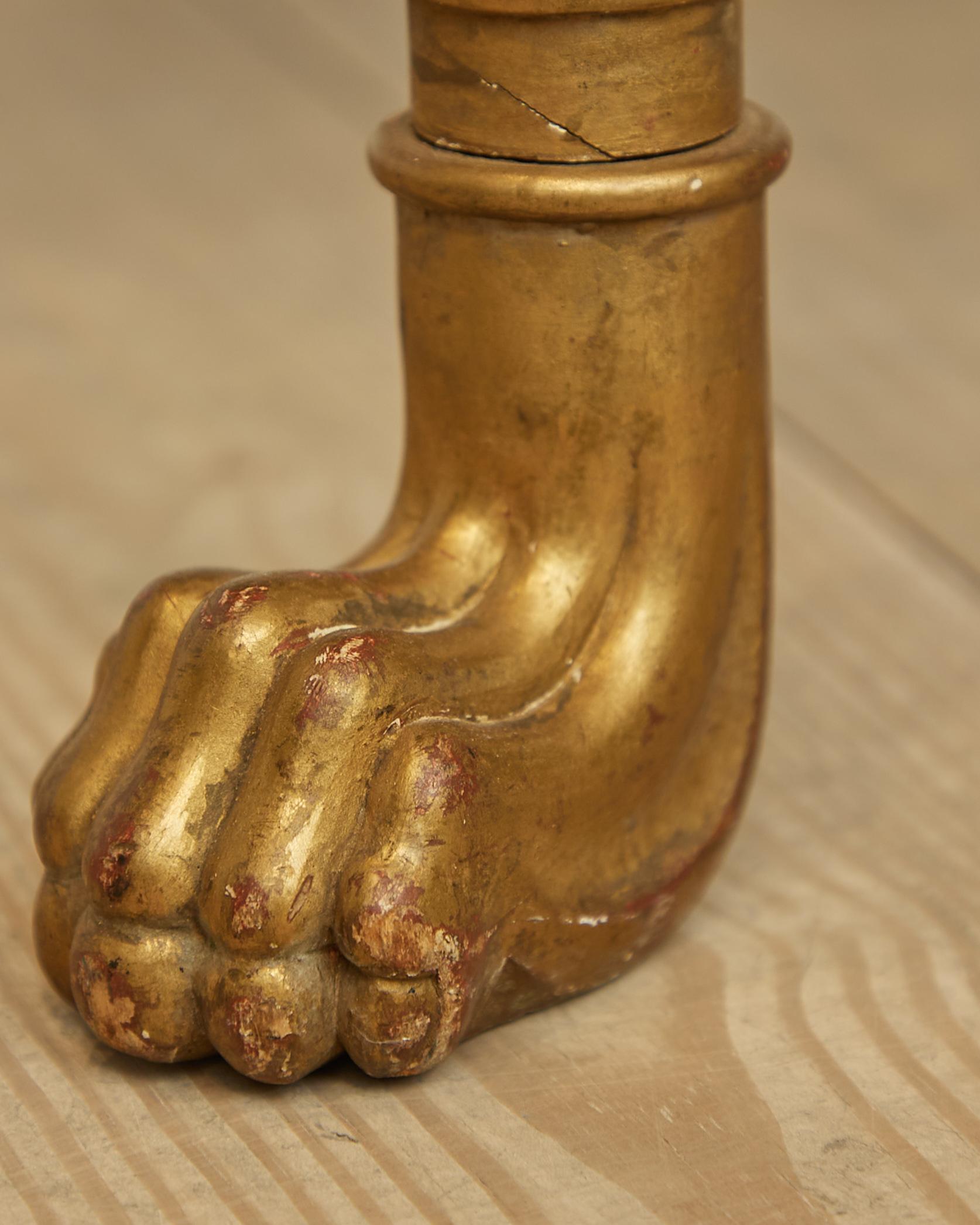 Sgabello Impero con teste di leone in legno dorato e piedi a zampa, Svezia, 1810 circa in vendita 5