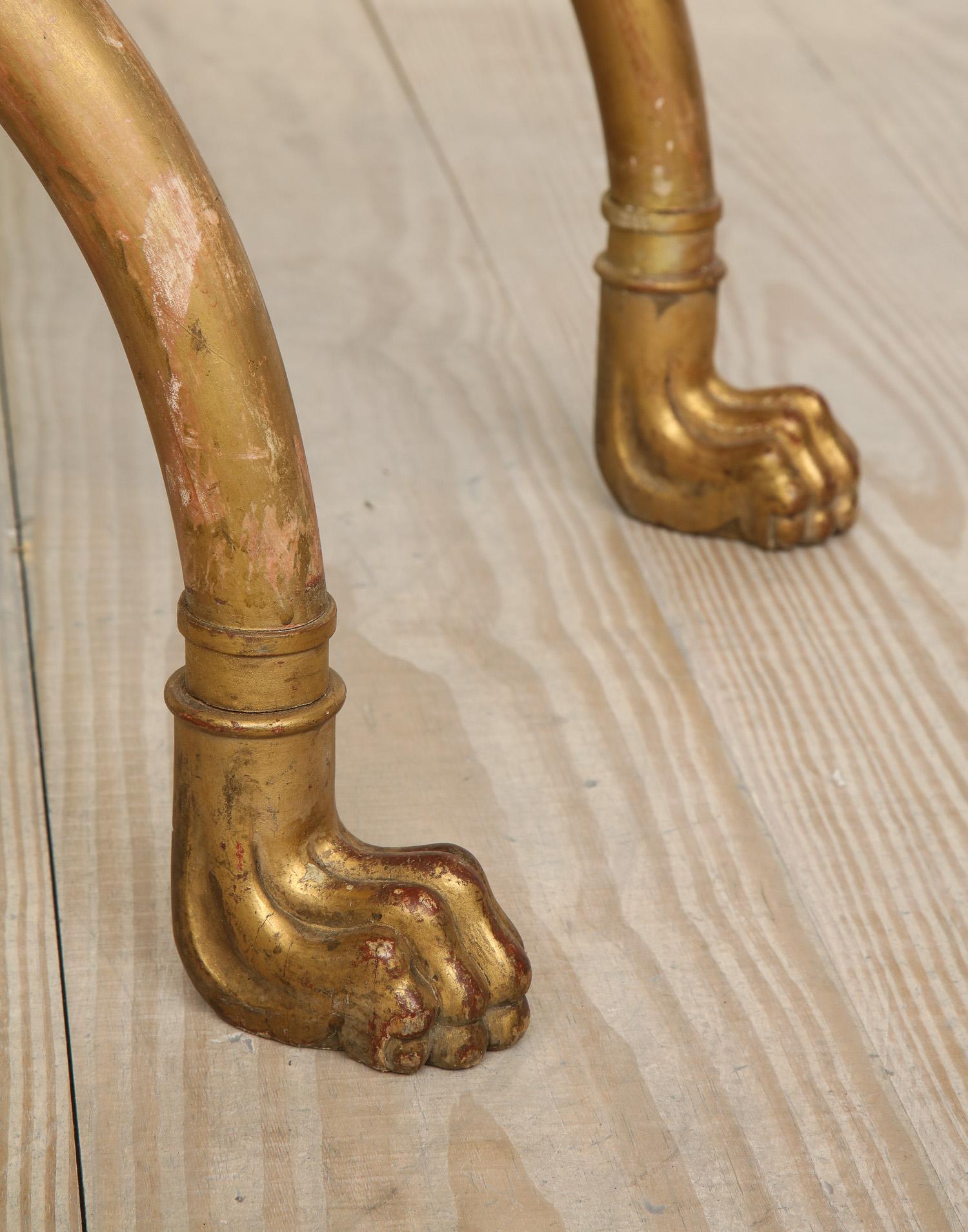 Empire Stool with Giltwood Lion Heads and Paw Feet, Sweden, Circa 1810 In Excellent Condition For Sale In New York, NY