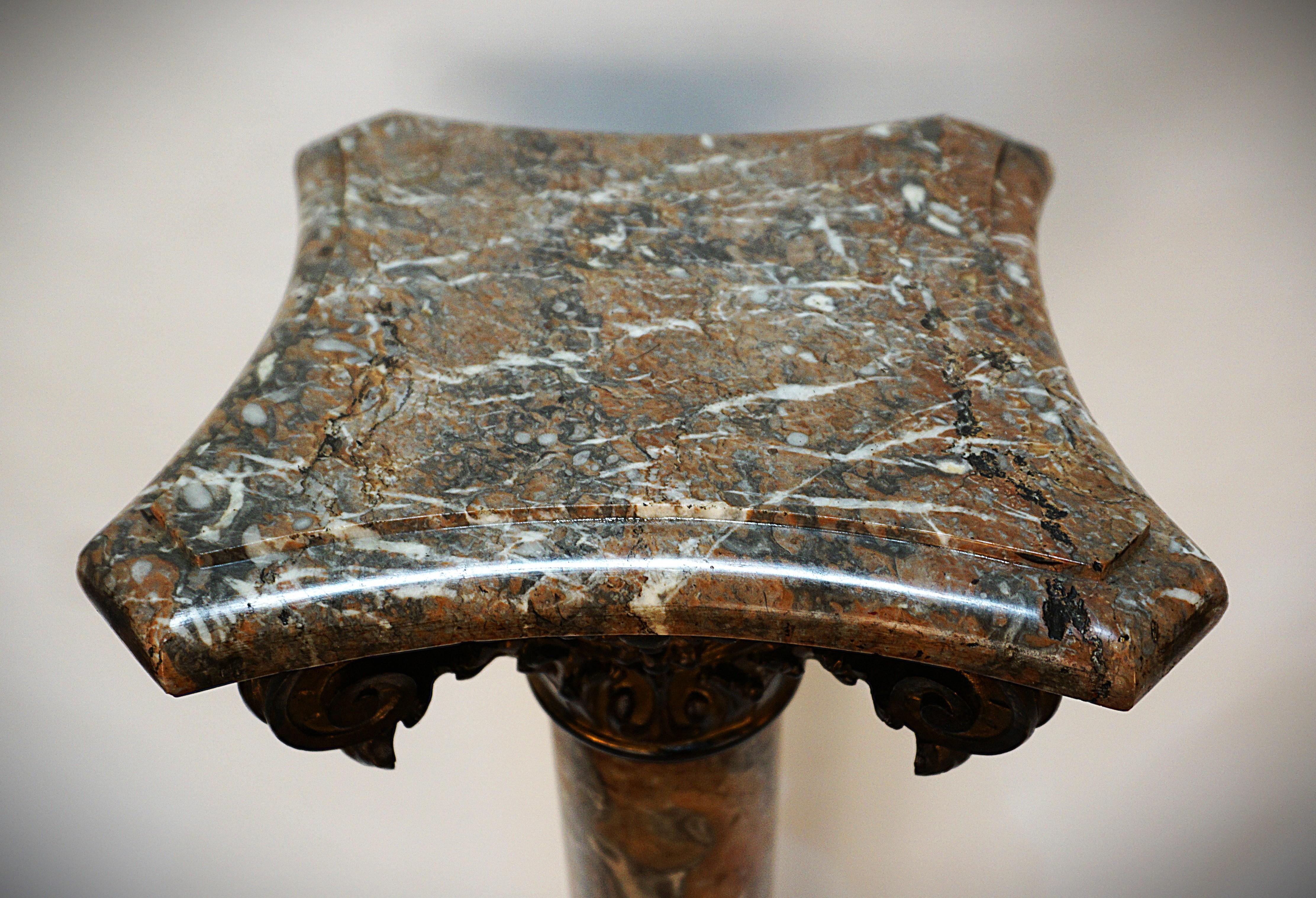 Column-Sockel aus Marmor und Bronze im Empire-Stil des 10. Jahrhunderts im Angebot 2