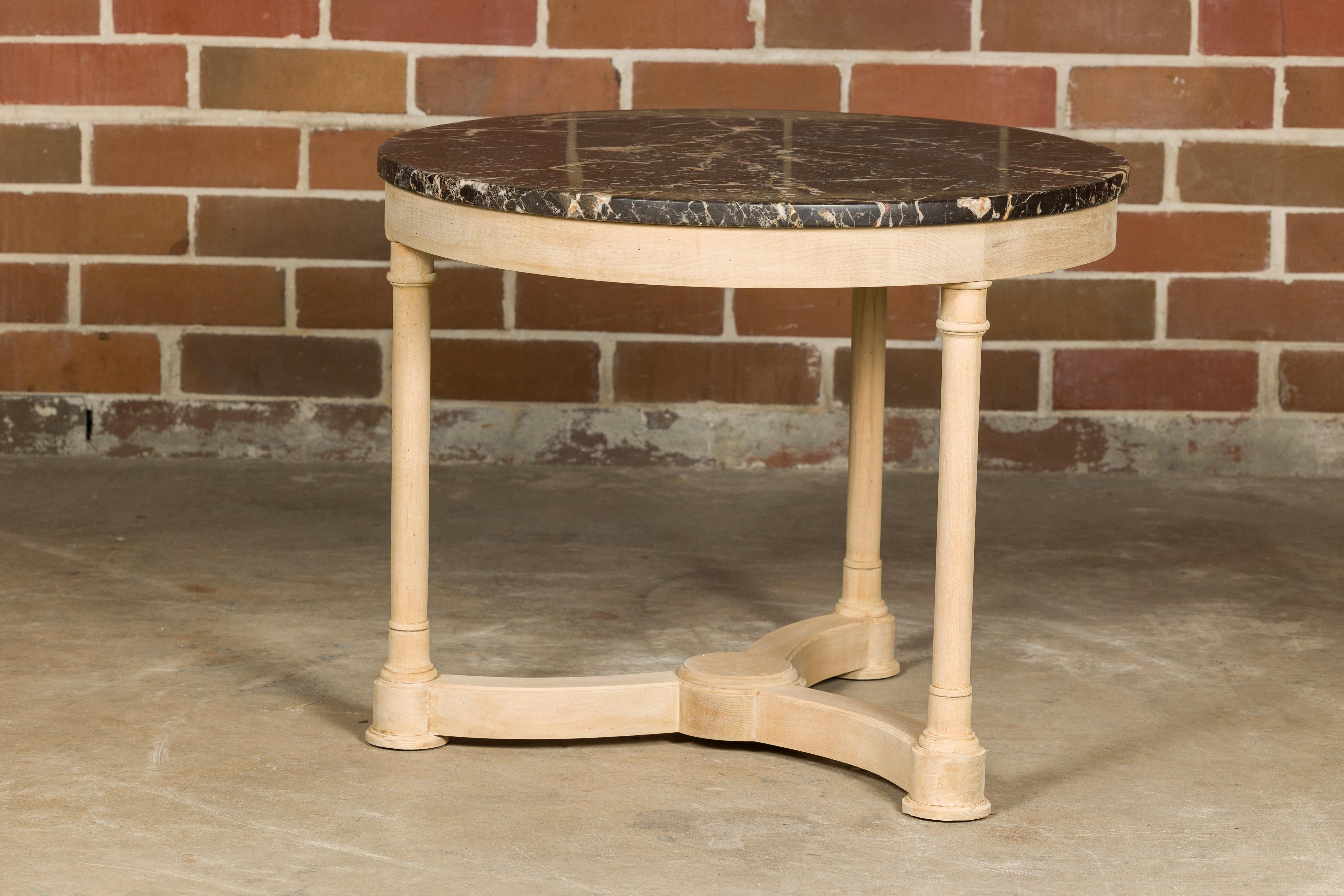 Empire Style 19th Century French Walnut Table with Black Marble Top and Columns 6