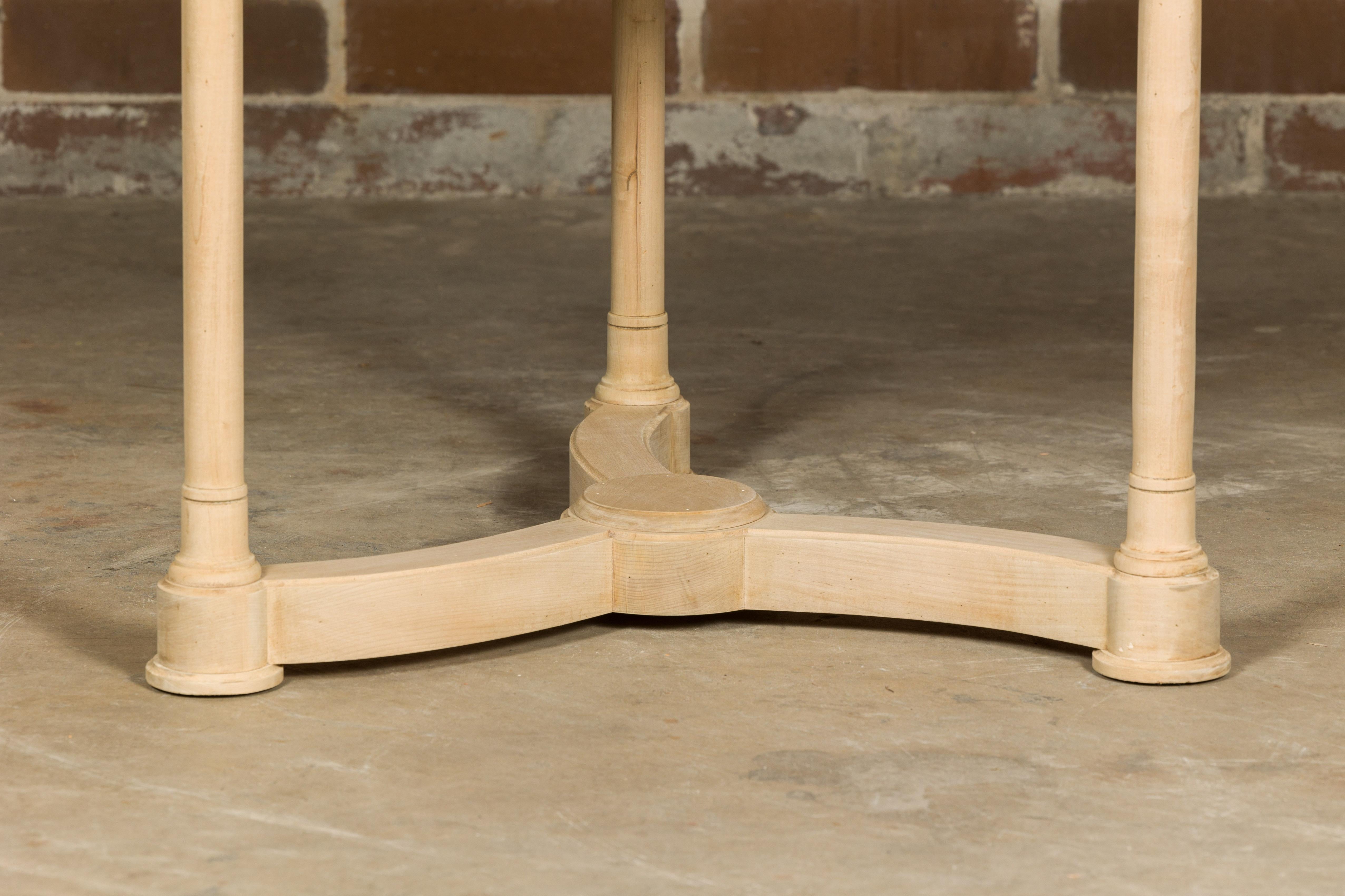 Empire Style 19th Century French Walnut Table with Black Marble Top and Columns 1