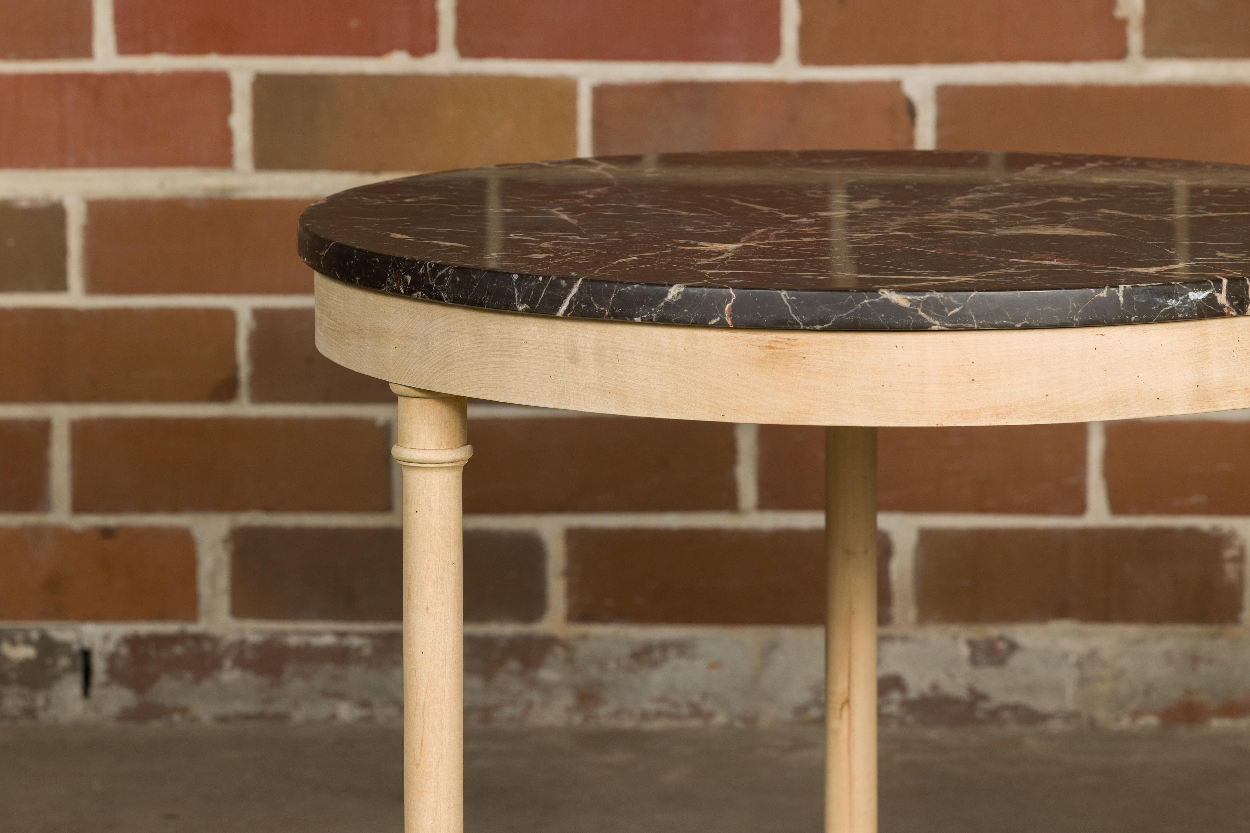 Empire Style 19th Century French Walnut Table with Black Marble Top and Columns 2