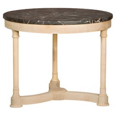 Empire Style 19th Century French Walnut Table with Black Marble Top and Columns