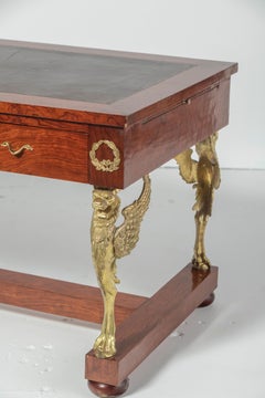 Empire Style 3 Drawer Bureau Plat with Bronze Winged Lions