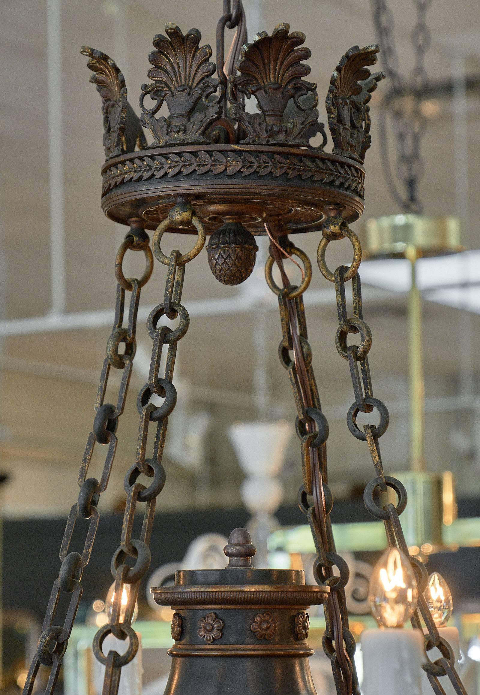 French Empire Style Antique Bronze Chandelier